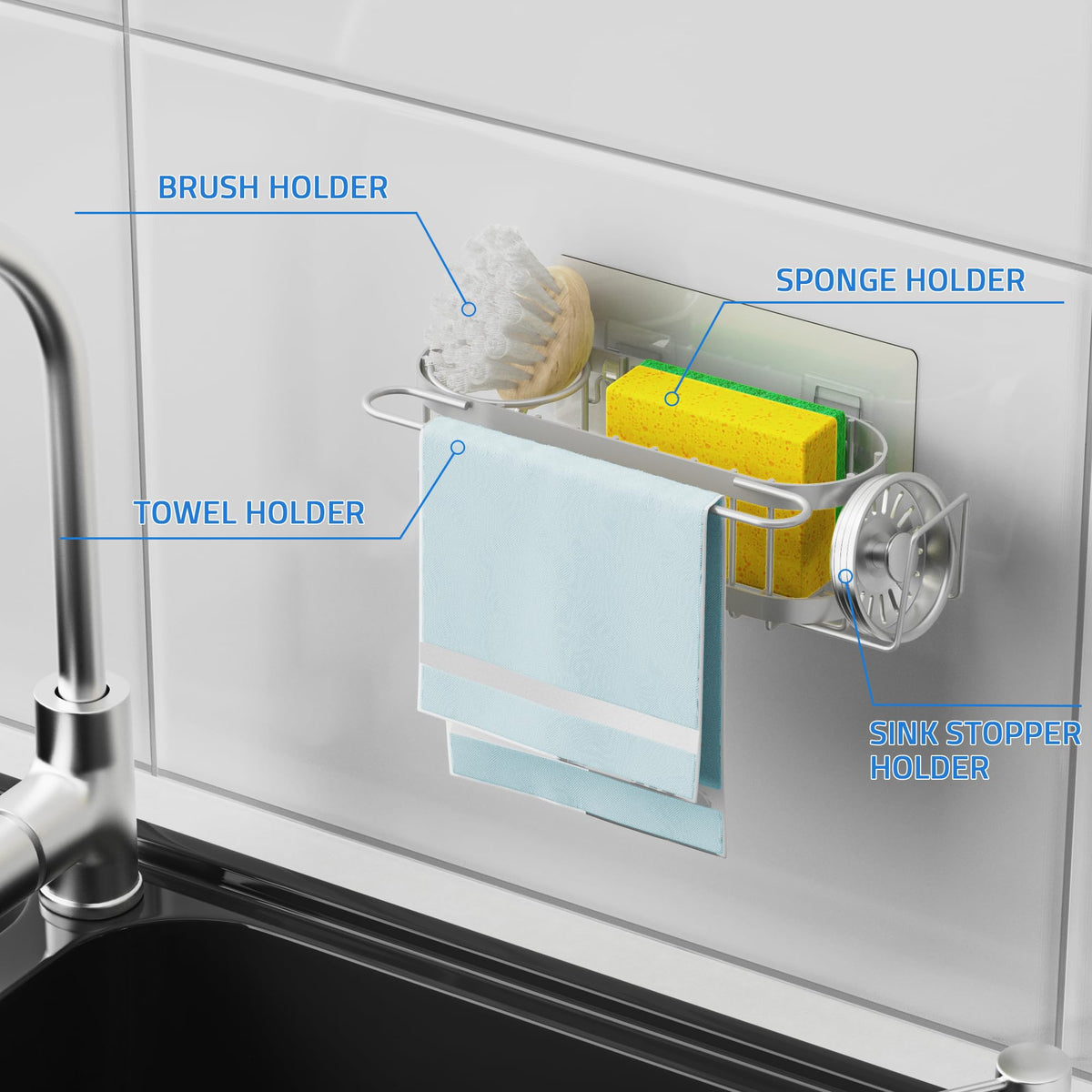 Kitchen Sink Caddy Sponge Holder in The Sink