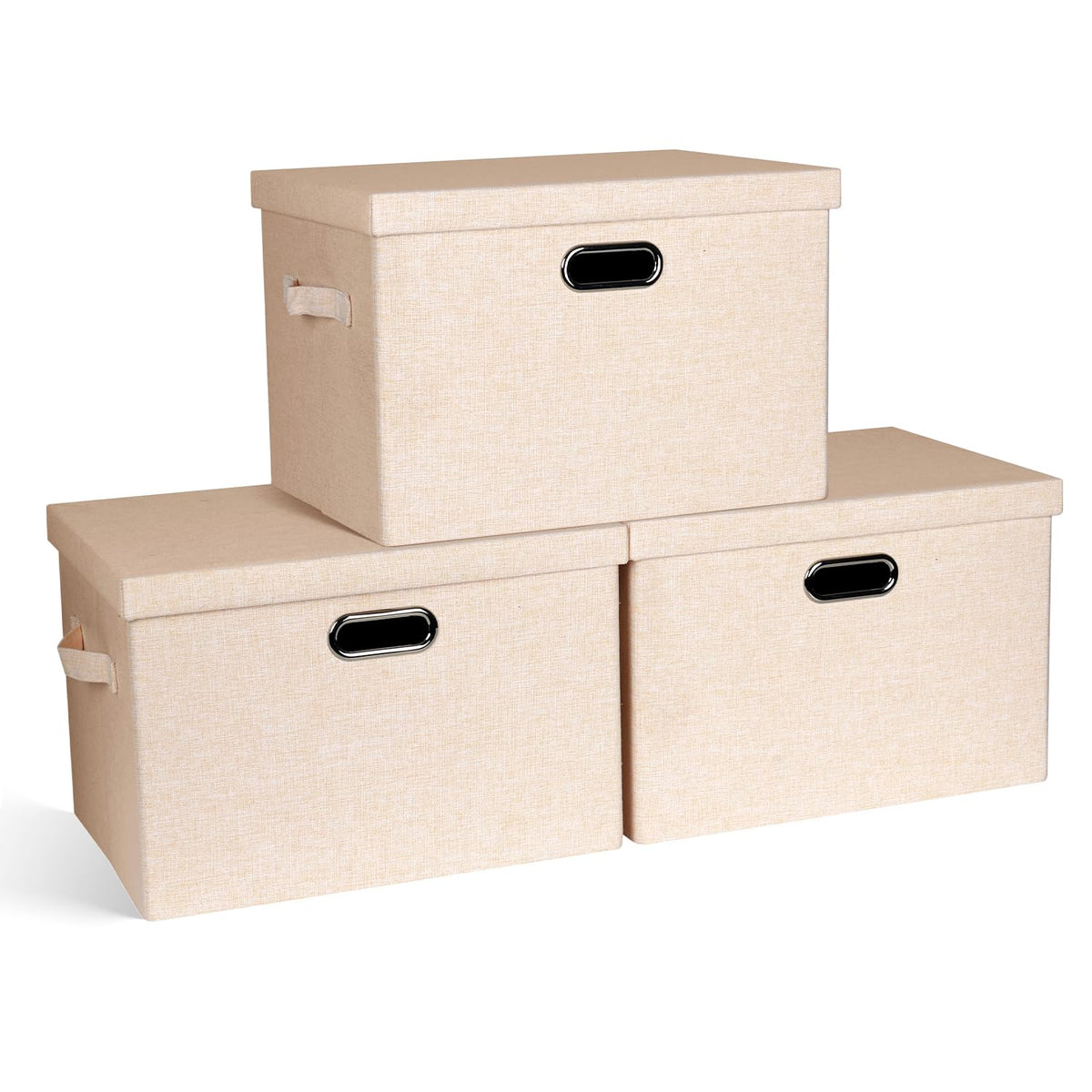 Storage Bins with Lids Fabric Closet Organizers Cubes Office Organization (3 Count)