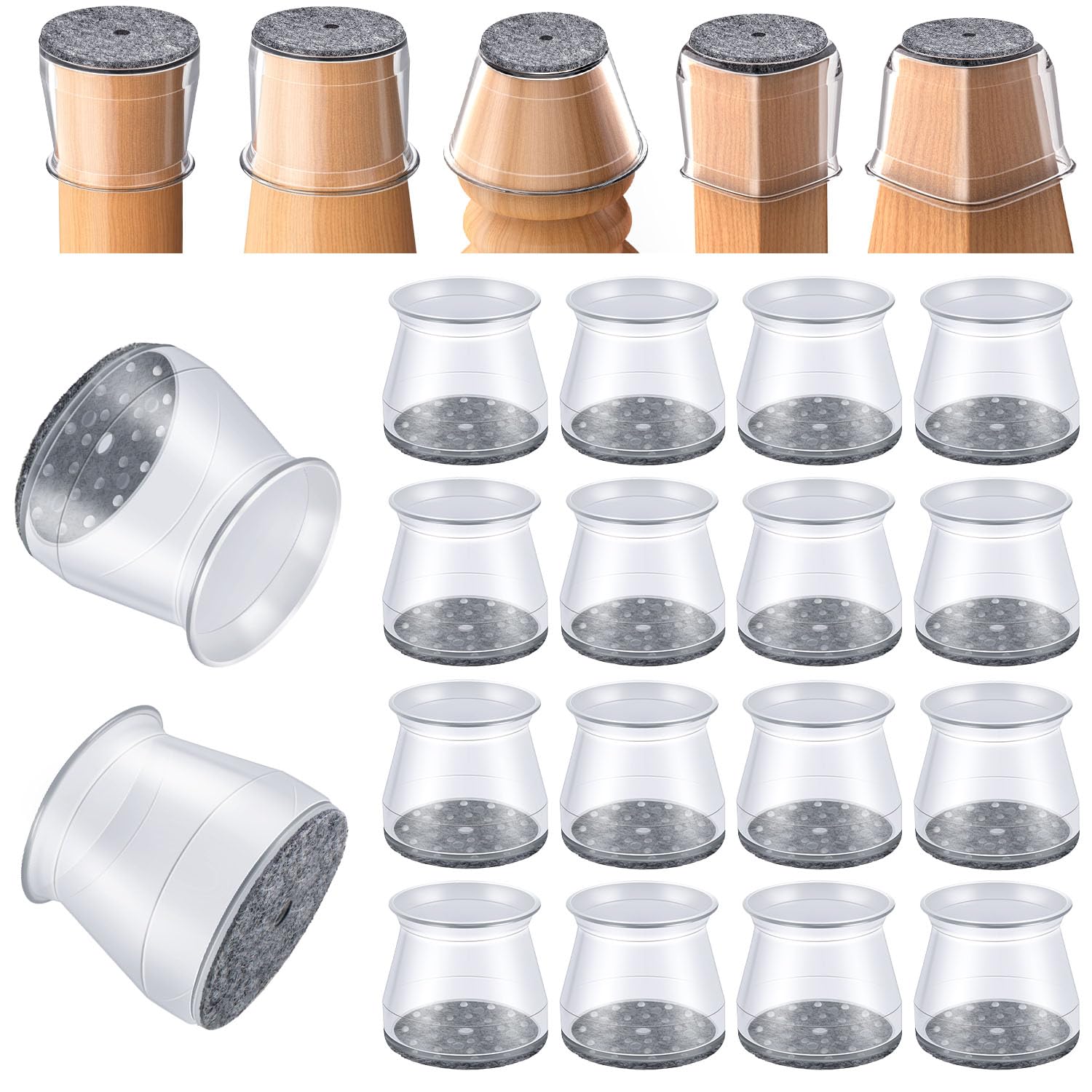 16 Pcs Chair Leg Floor Protectors for Hardwood Floors Silicone Large (16 Count)