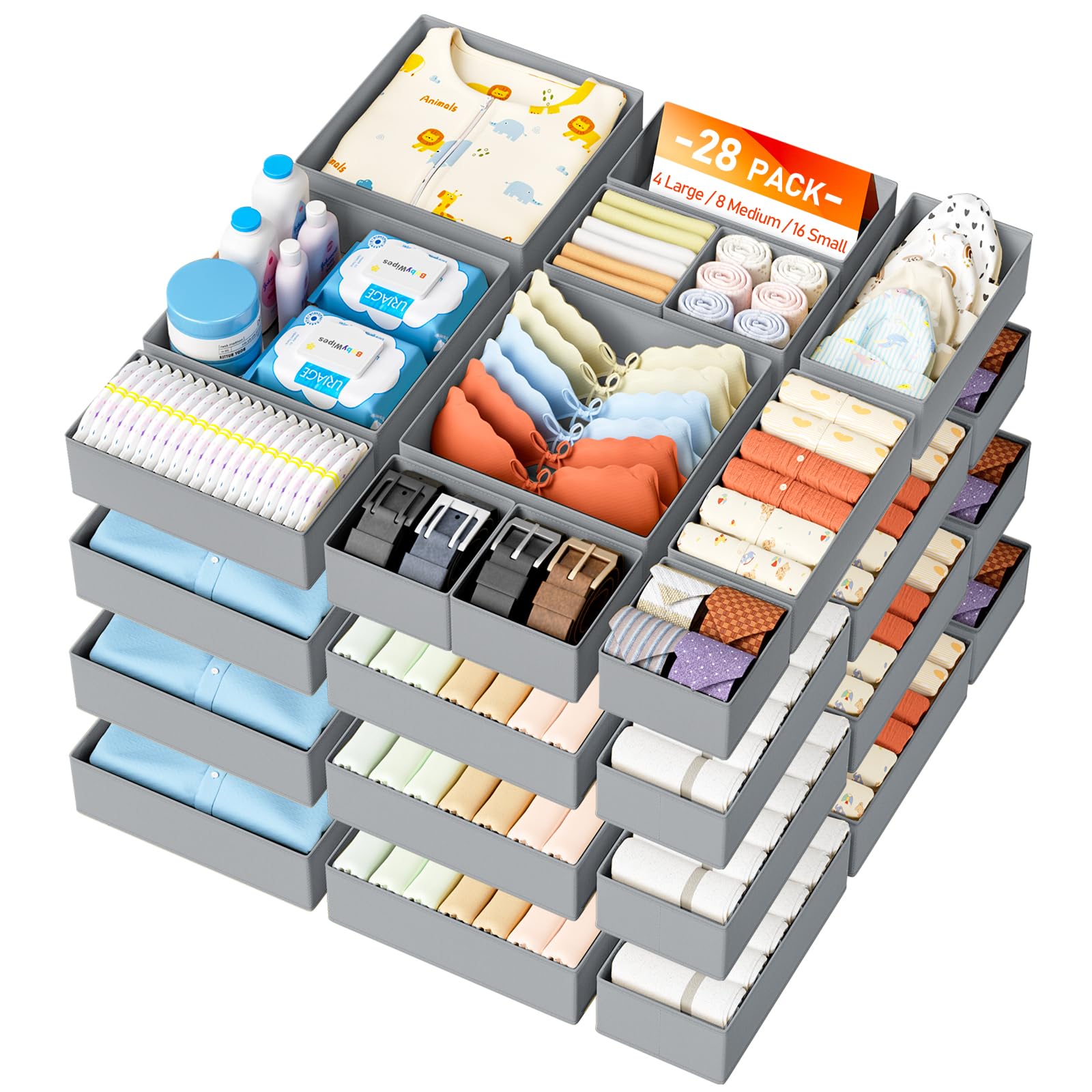 Drawer Organizer Clothes Storage (28 Count)