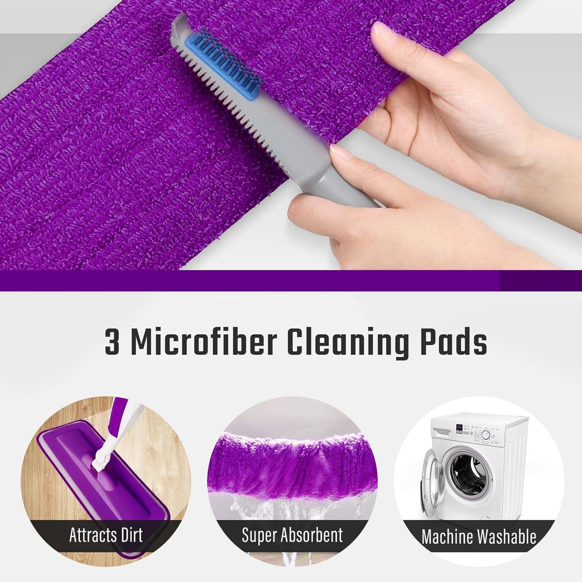 Wet Spray Mop for Floor Cleaning with 14 oz Bottle & 3 Microfiber Pads