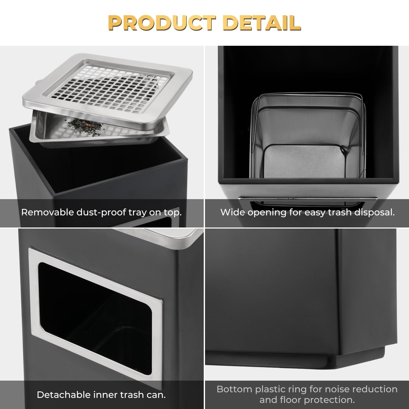 Square Stainless Steel Outdoor Trash Can