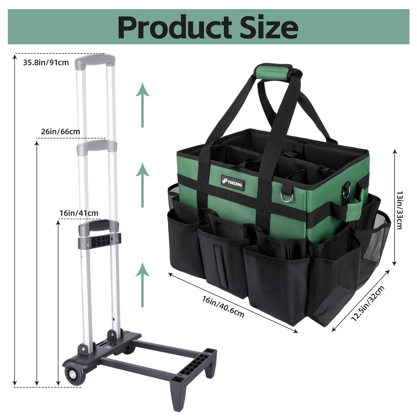 Large Rolling Cleaning Caddy Bag with Wheels