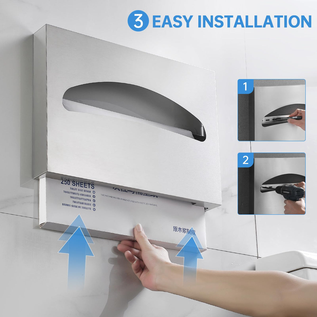 2 Pack Commercial Toilet Seat Cover Dispenser Wall Mount (2 Count)