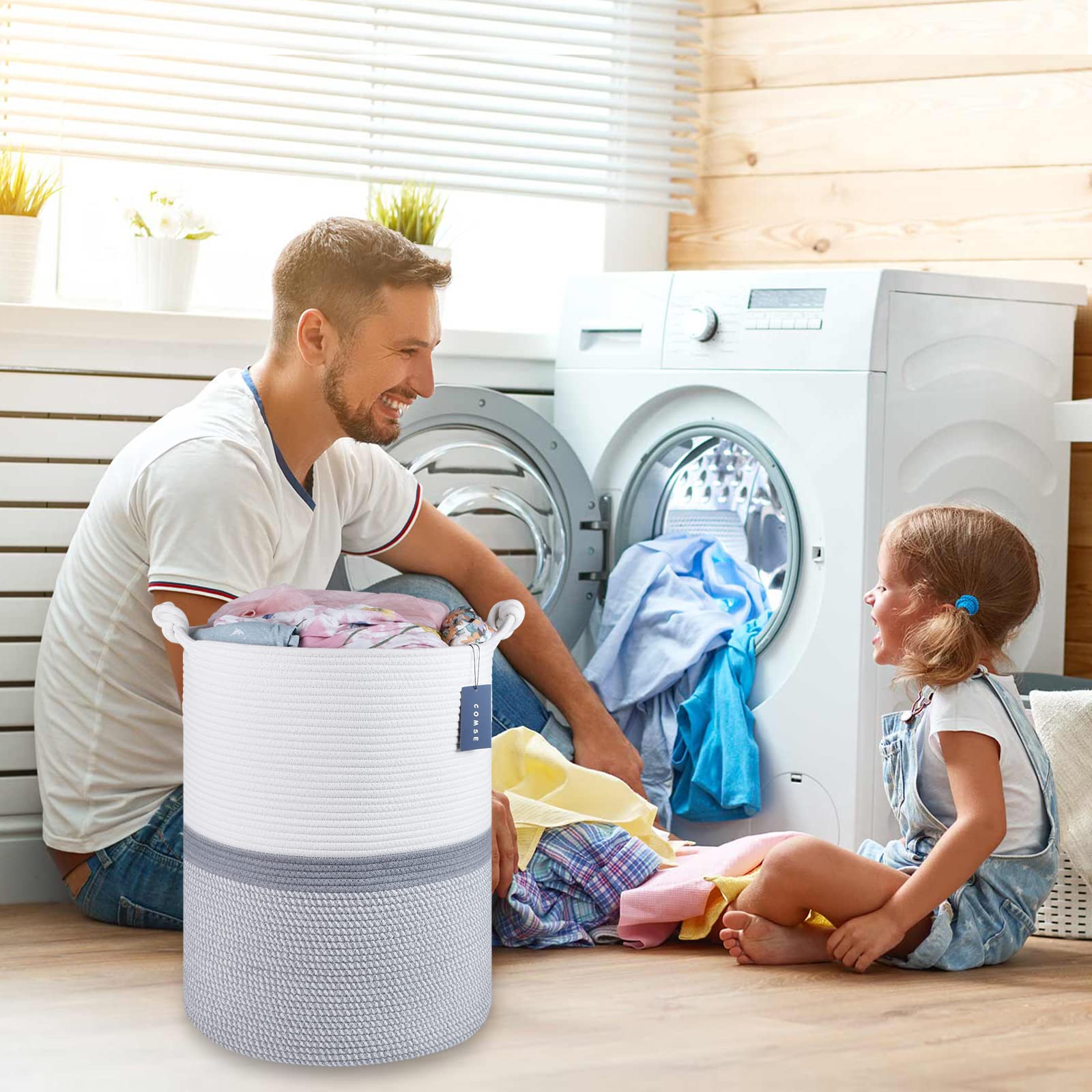Tall Woven Blanket & Laundry Basket