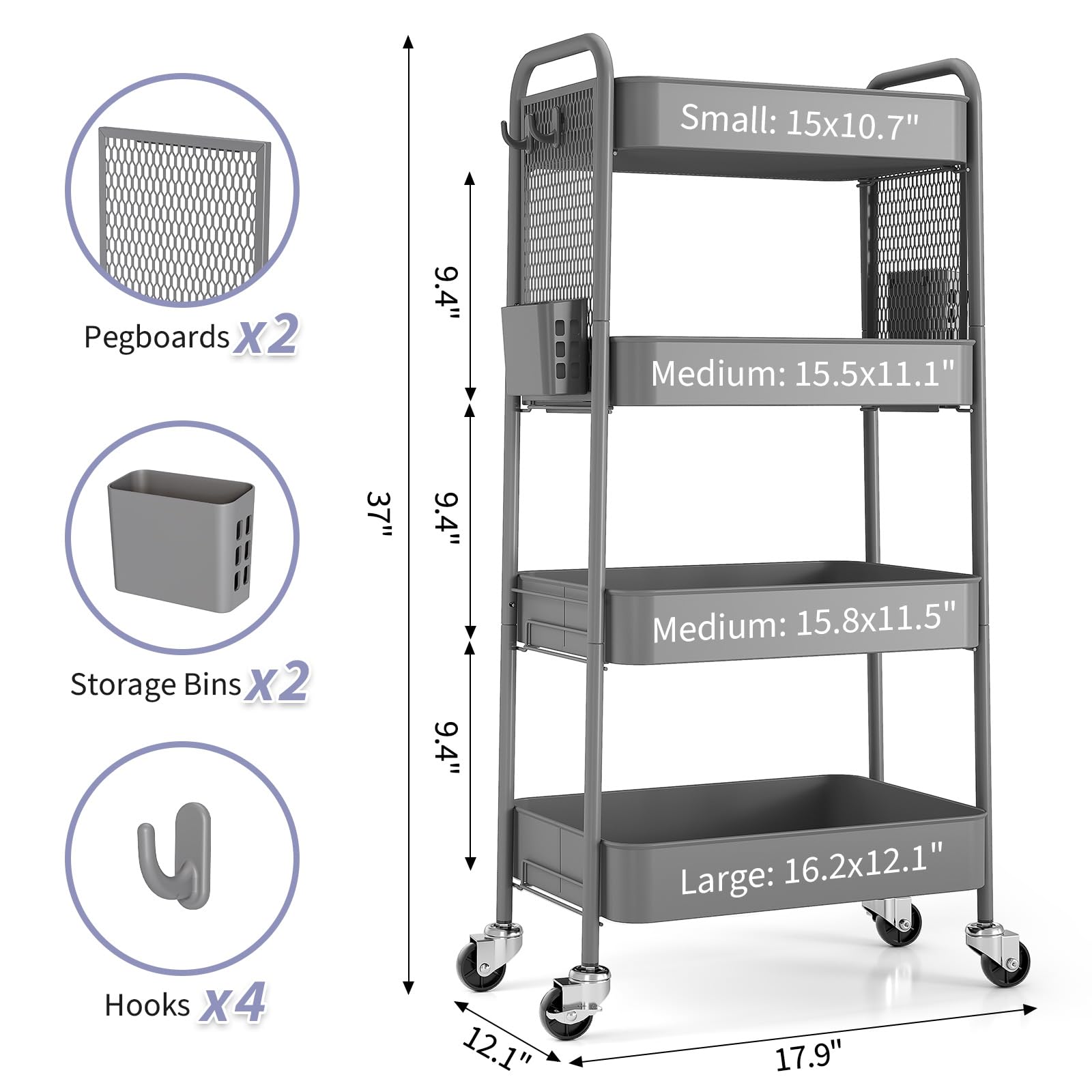 4 Tier Rolling Cart