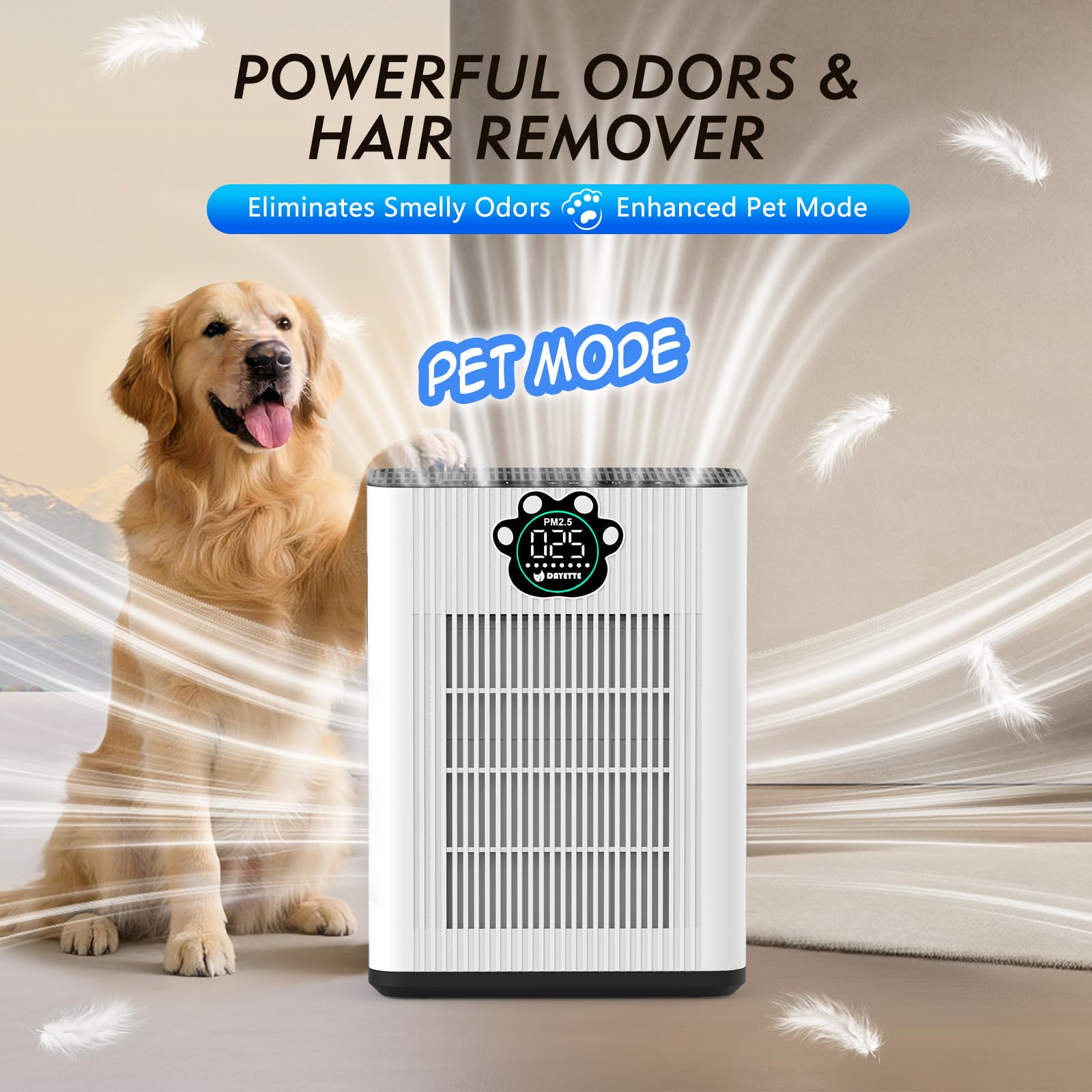 Pet Air Purifier for Home Large Room 3400 Ft²