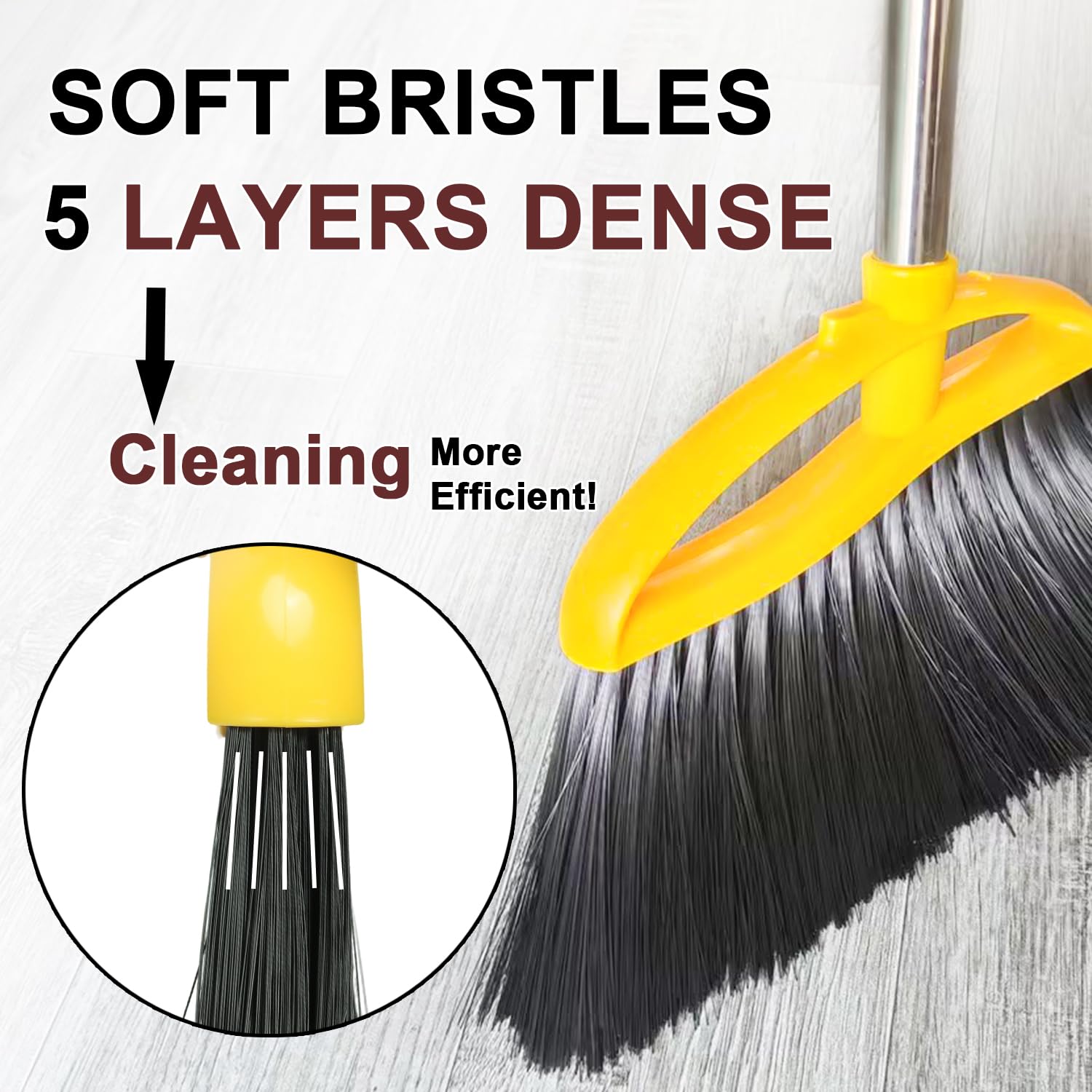 Indoor Broom Soft Bristles for Hardwood Floors