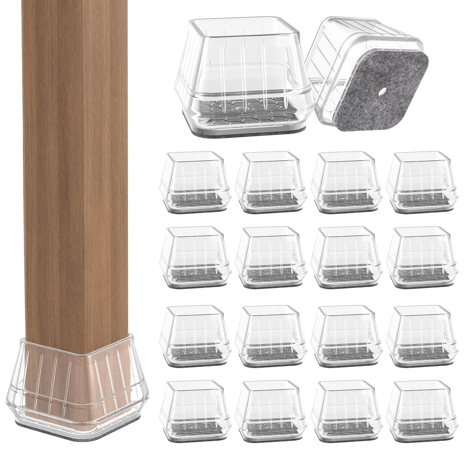 24PCS Square Chair Leg Floor Protectors for Hardwood Floors (24 Count)