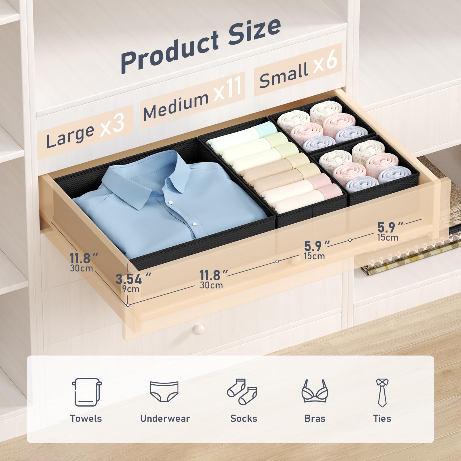 Drawer Organizer Clothes Storage (20 Count)