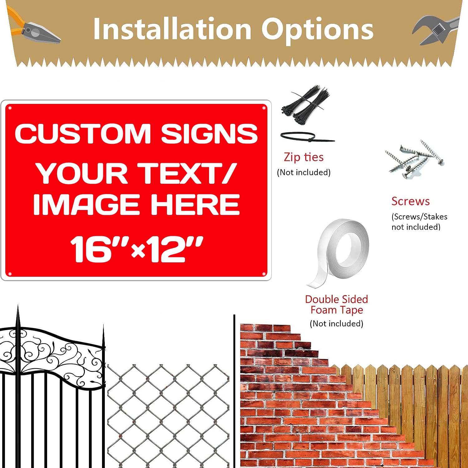Custom Signs Aluminum Weatherproof Metal Sign Multiple Sizes Custom Personalized Text And picture Here