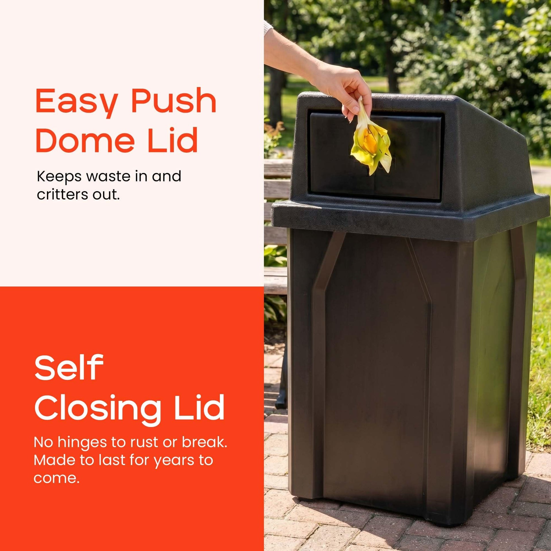 Campus Collection 32 Gallon Outdoor Commercial Trash Can with Lid