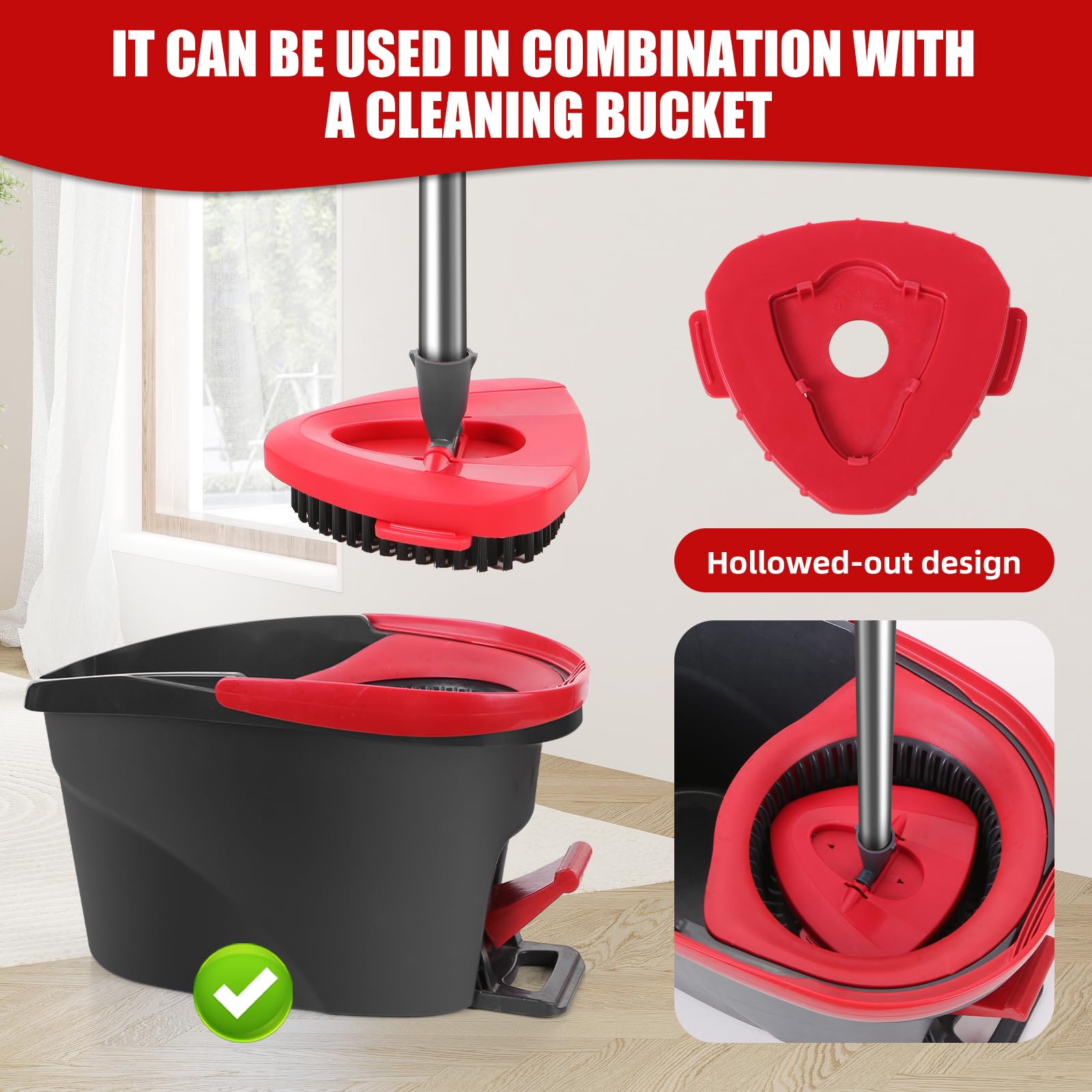 3 Piece Upgrade Scrub Brush Attachment & Base Compatible with O Cedar EasyWring 1 (3 Count)