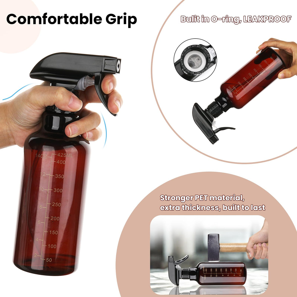 16.9oz Plastic Spray Bottle With Scale (2 Count)