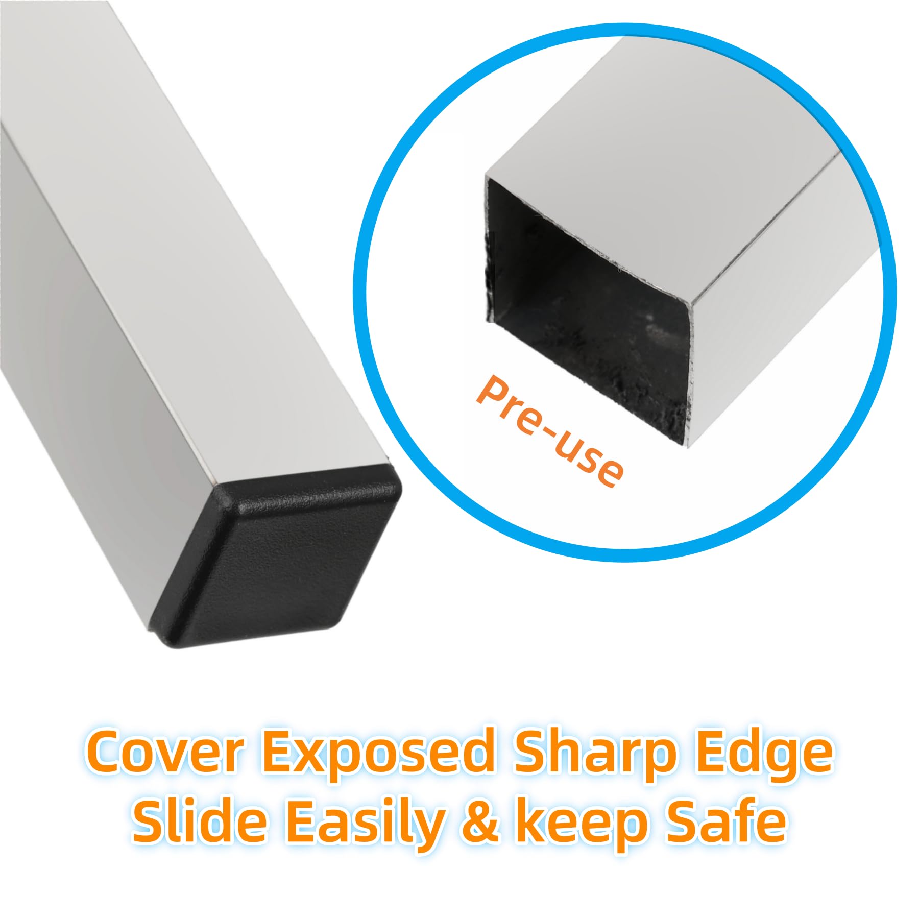 1" Square Tube End Cap Plastic Plugs Chair End Caps 1 Inch (40 Count)