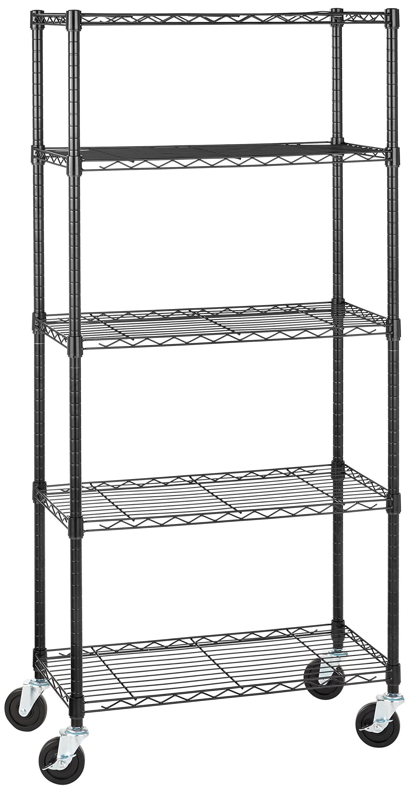5 Shelf Heavy Duty Garage Shelving Storage Rack with 4" Wheel Casters