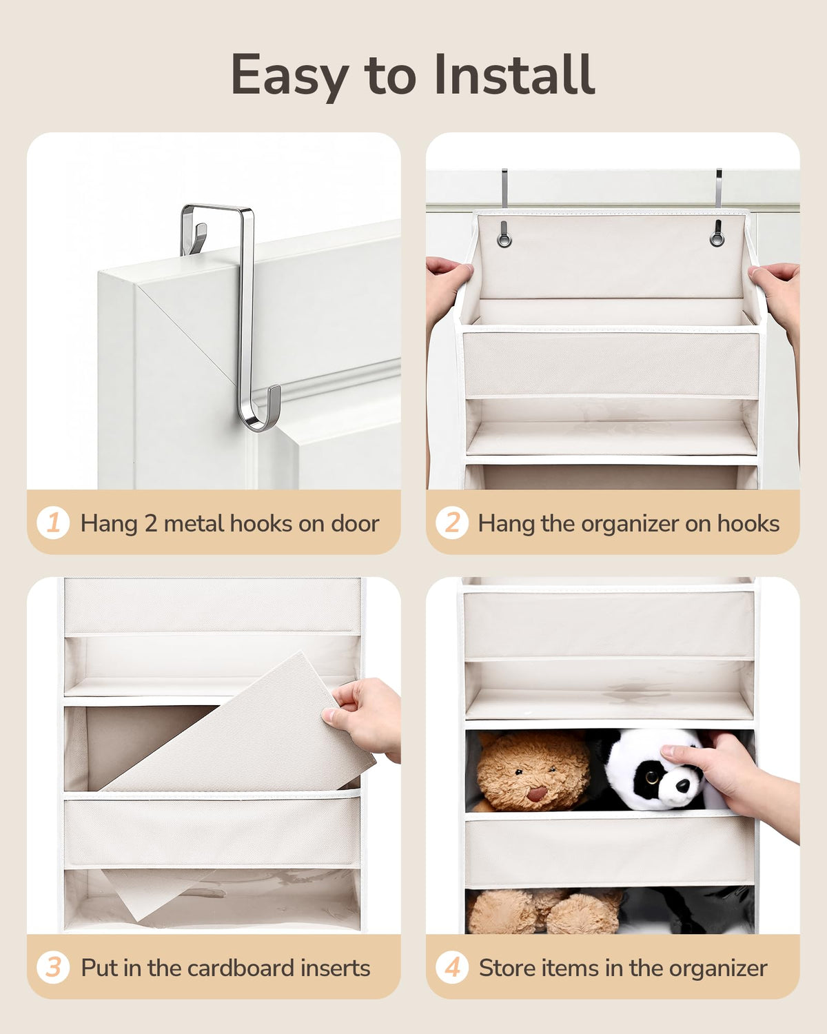 2 Pack 5 tier Over the Door Organizer Beige (2 Count)