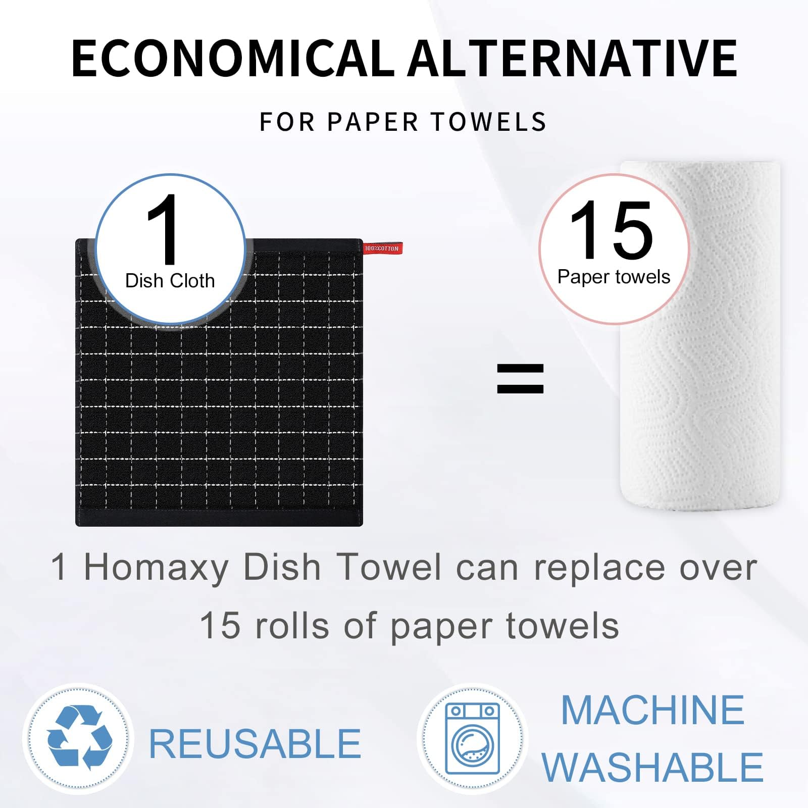 100% Cotton Terry Kitchen Dish Cloths (12 Count)