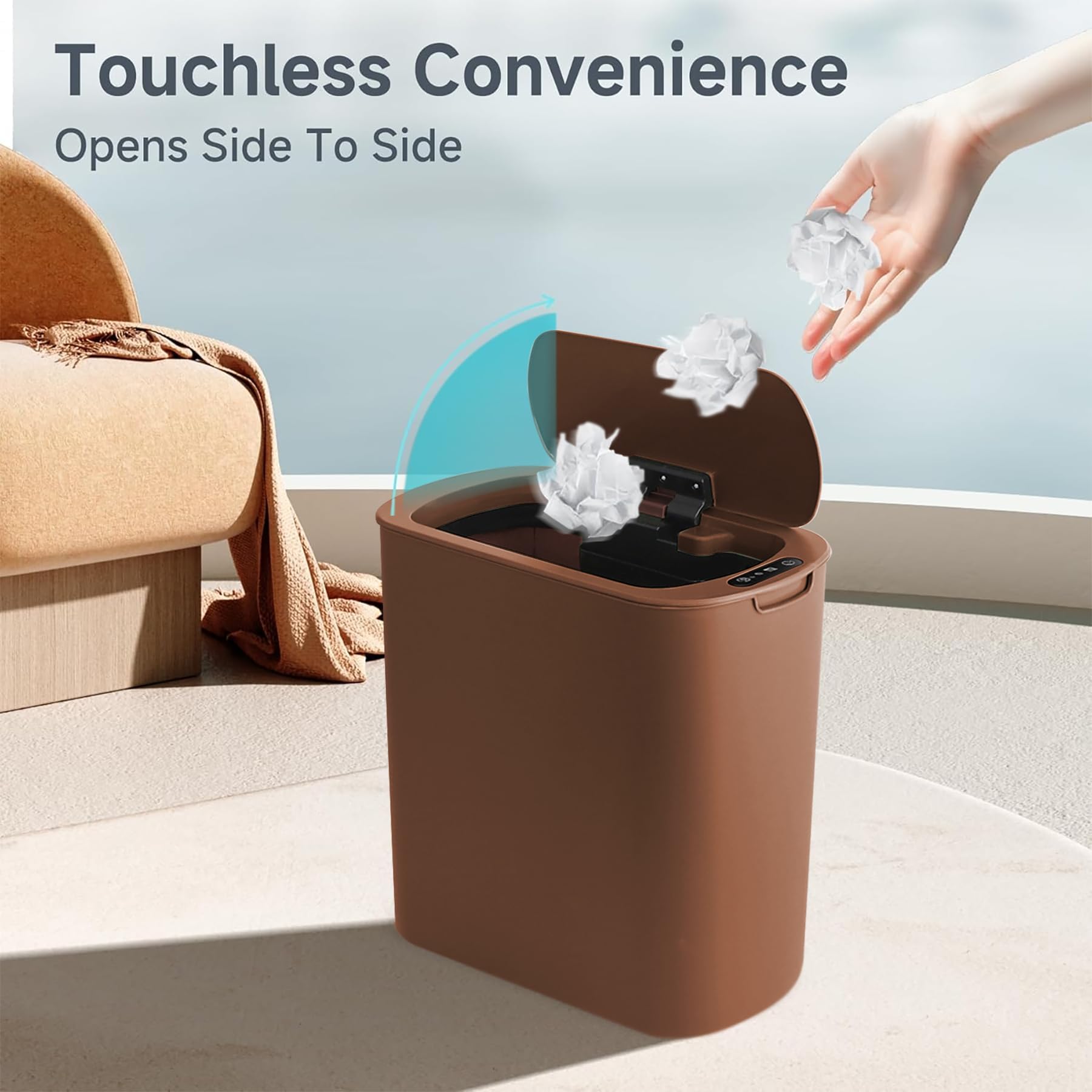 Automatic Motion Sensor Bathroom Trash Can with Lid