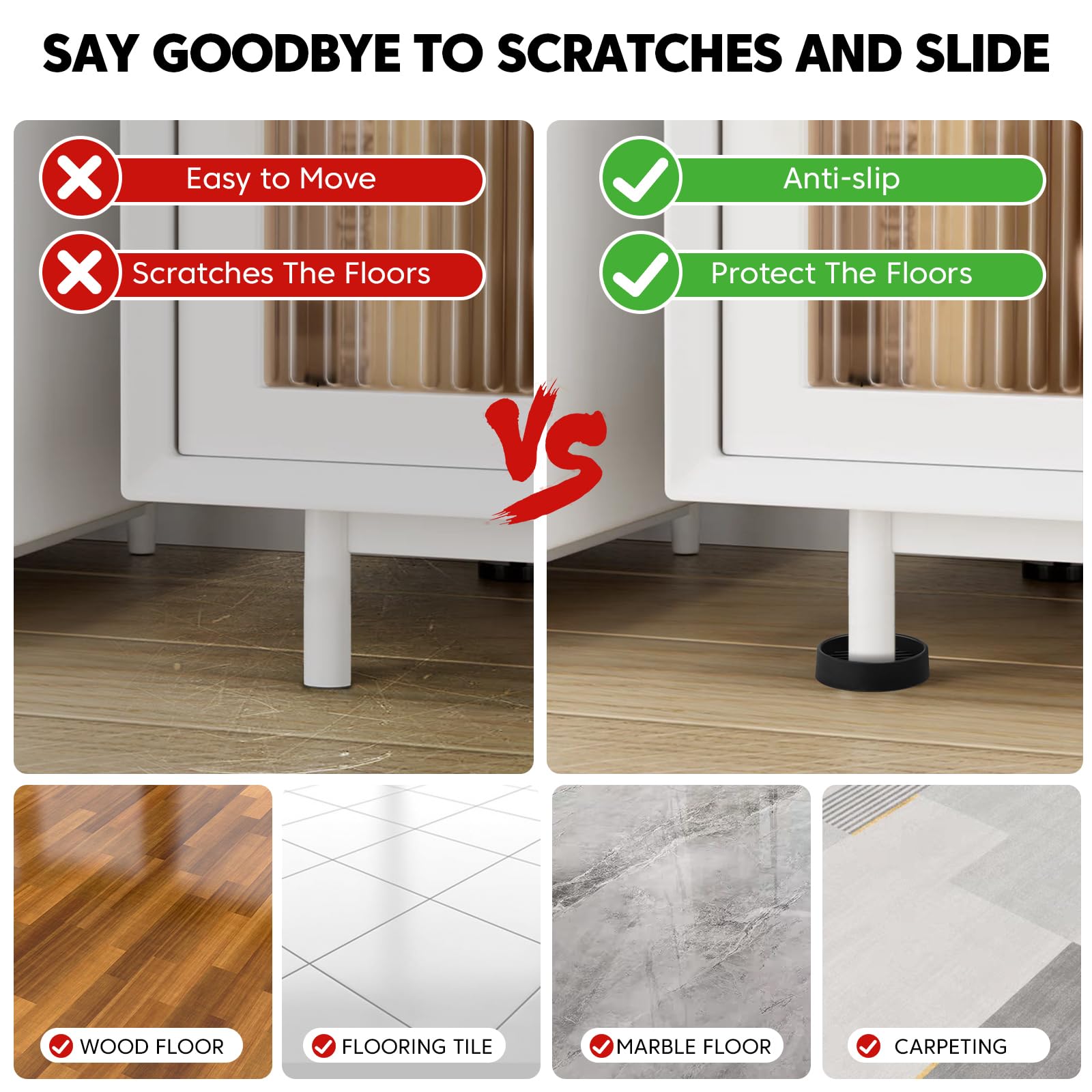 Rubber Furniture Pads for Hardwood Floors (8 Count)