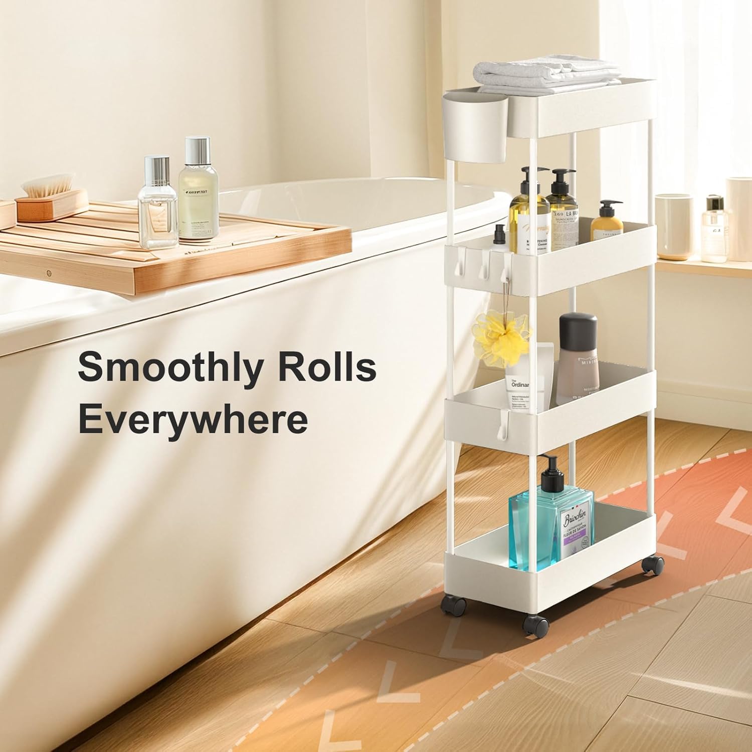 4 Tier Slim Storage Cart with Wheels