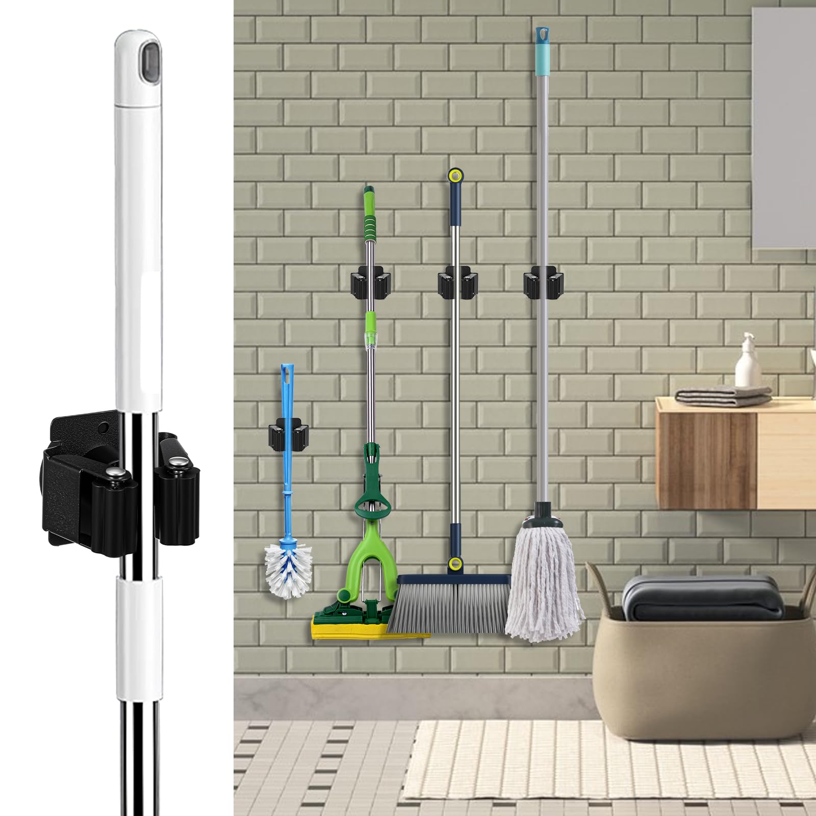 24 Pack Broom and Mop Holder Wall Mount (24 Count)