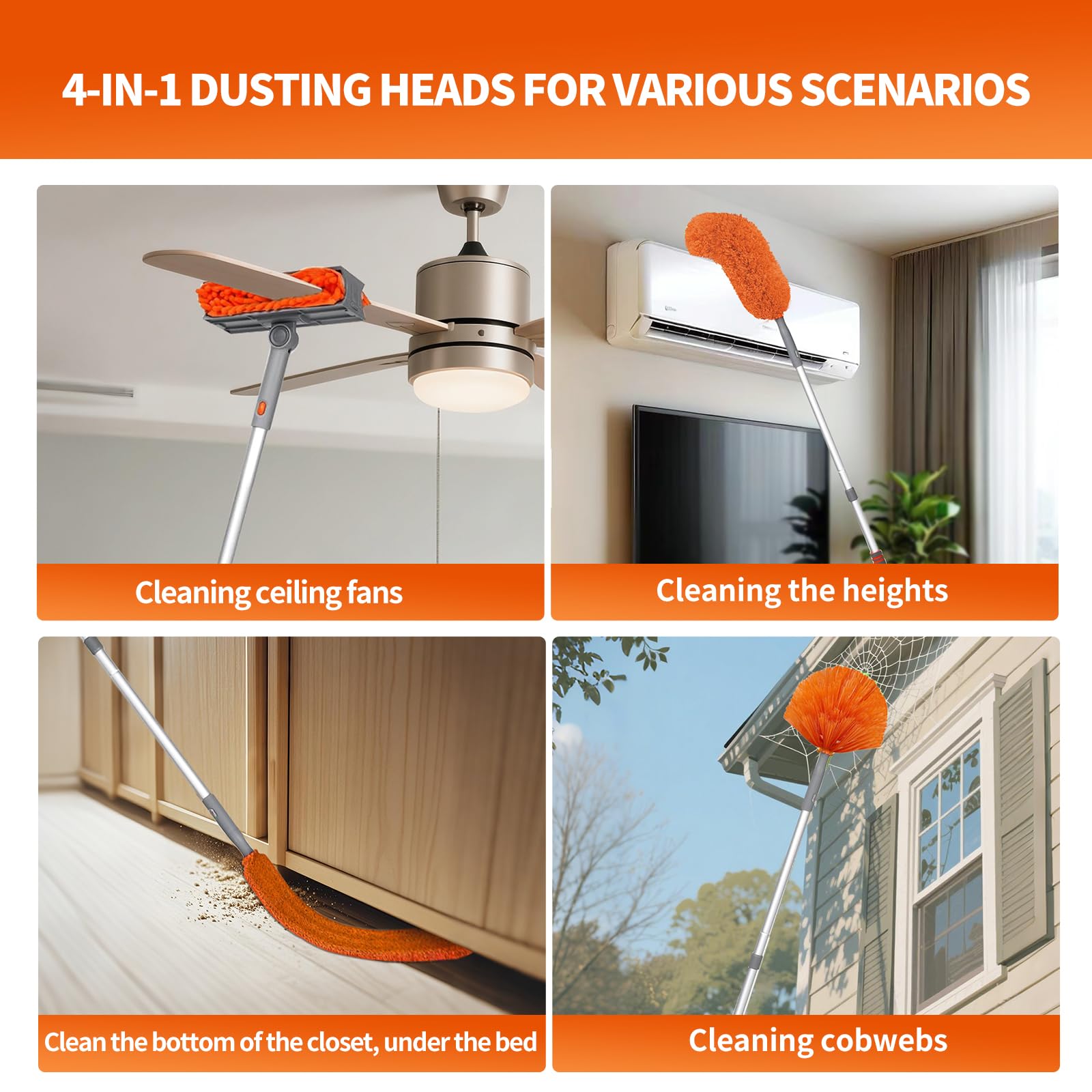 Ceiling Fan Cleaner Duster with 72‘’ Extendable Long Handle Cleaning Duster Kit