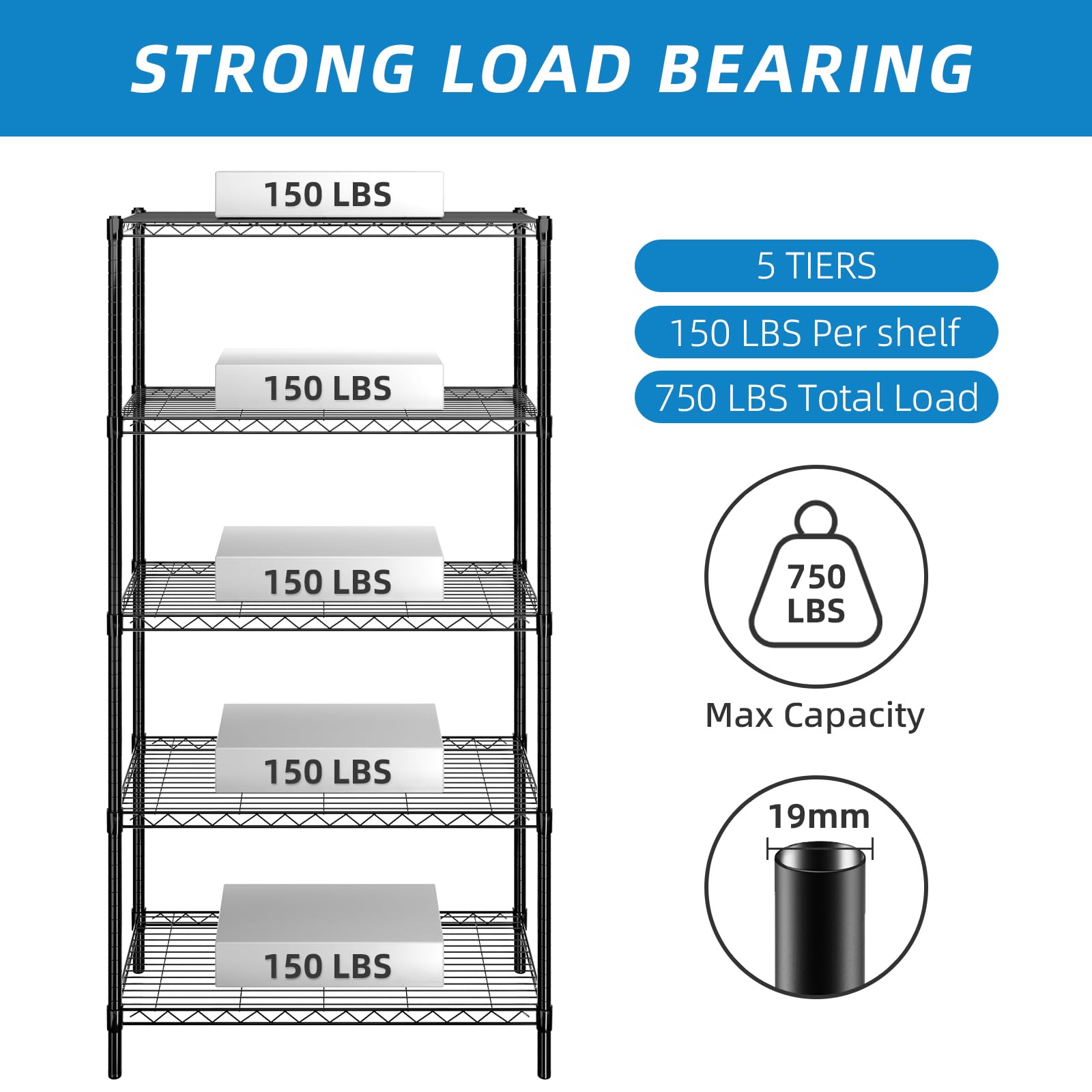 5 Shelf Adjustable Metal Wire Shelving