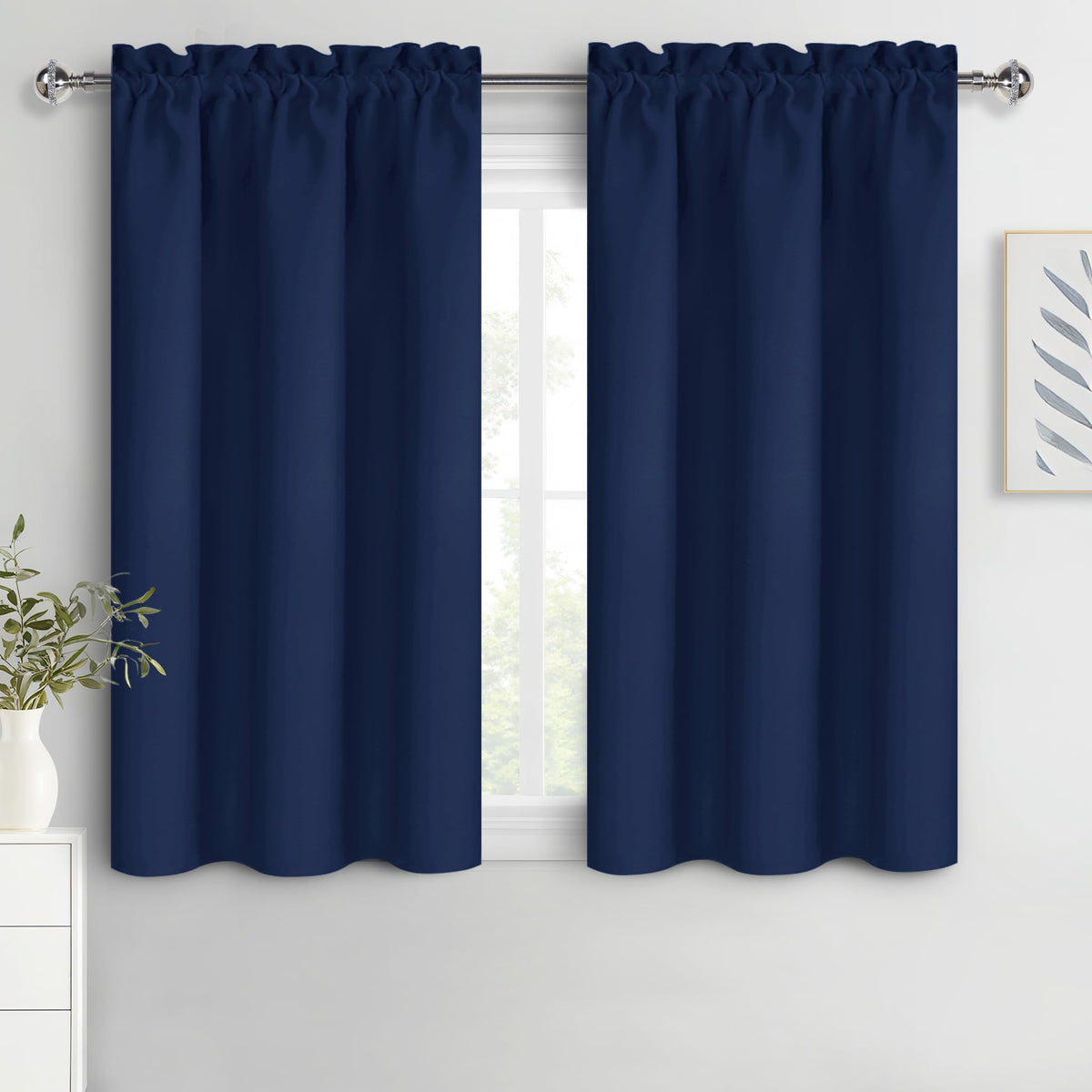 Blackout Curtains for Bedroom 38 x 54 Inch Long Navy Blue 2 Panels (2 Count)