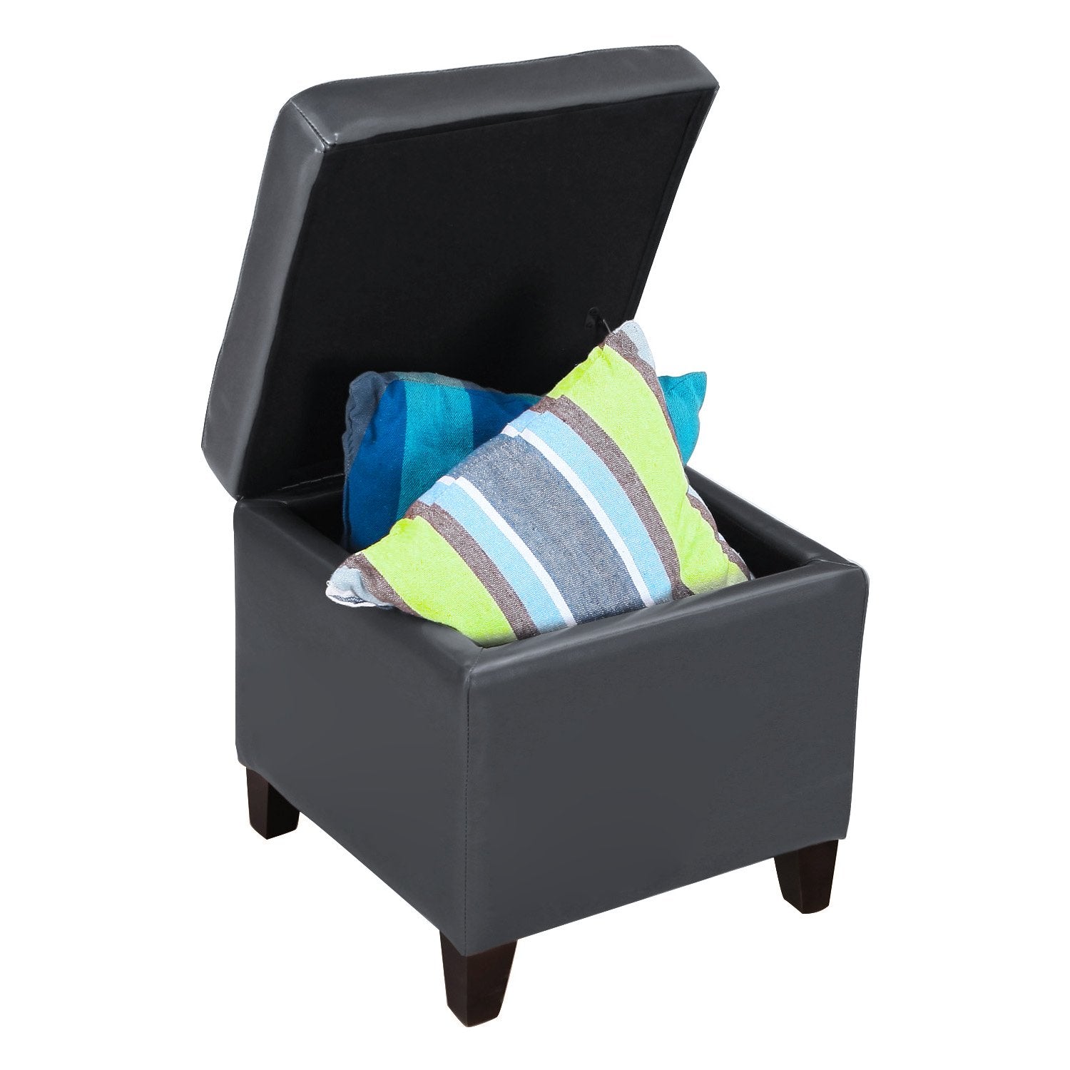 Bonded Leather Square Tufted Cubic Cube Storage Footstool