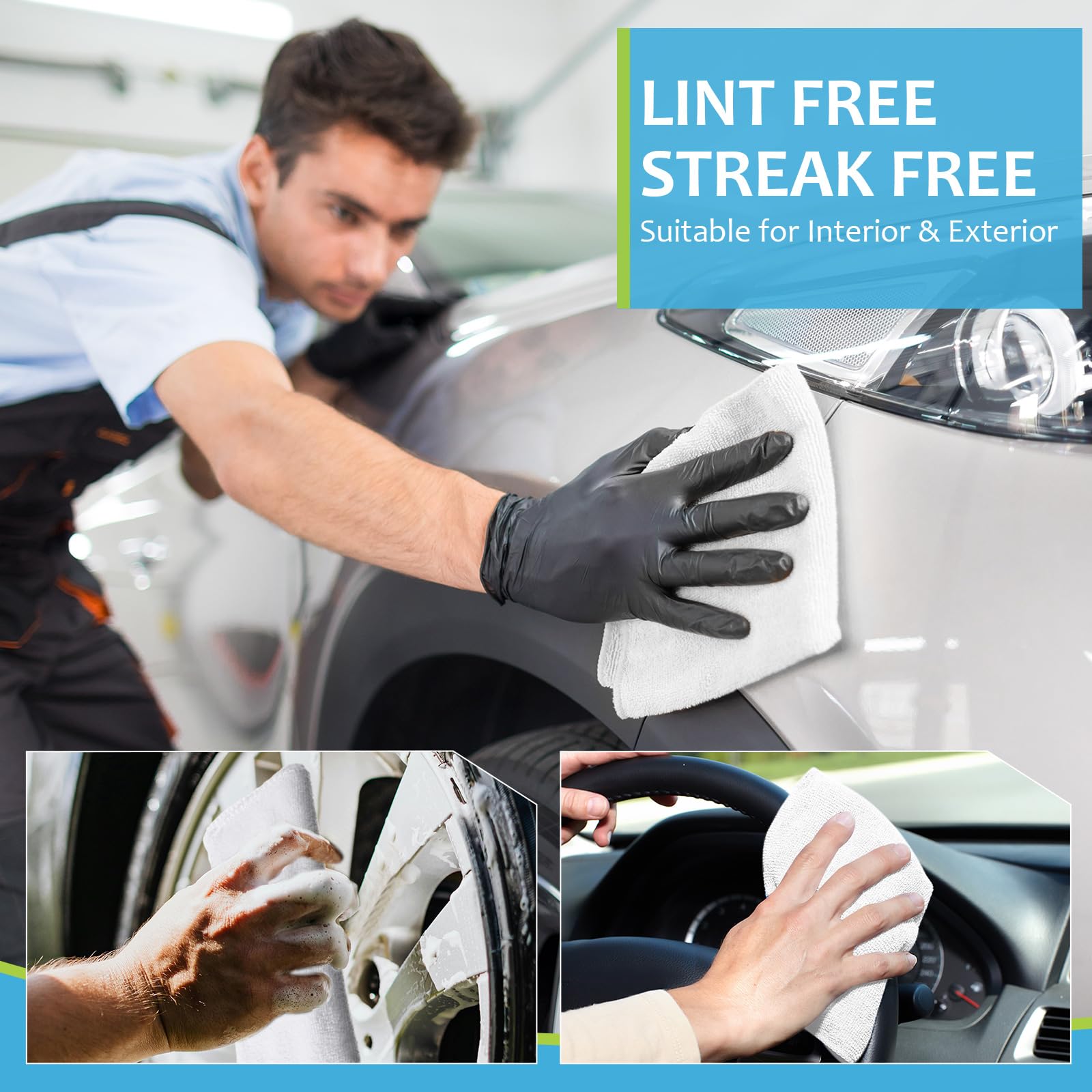 Microfiber Cleaning Cloths for Cars 16 x 16 Inch Ultra Absorbent Car Towels Drying Reusable Cleaning Supplies House Kitchen Window Microfiber Towel