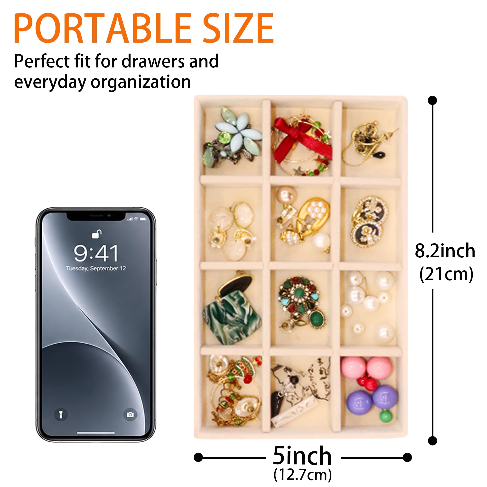 Jewelry Organizer Drawer 8 Set Jewelry Boxes Velvet Jewelry Drawer Organizer Stackable Jewelry Tray for Earring Necklace Display (8 Count)