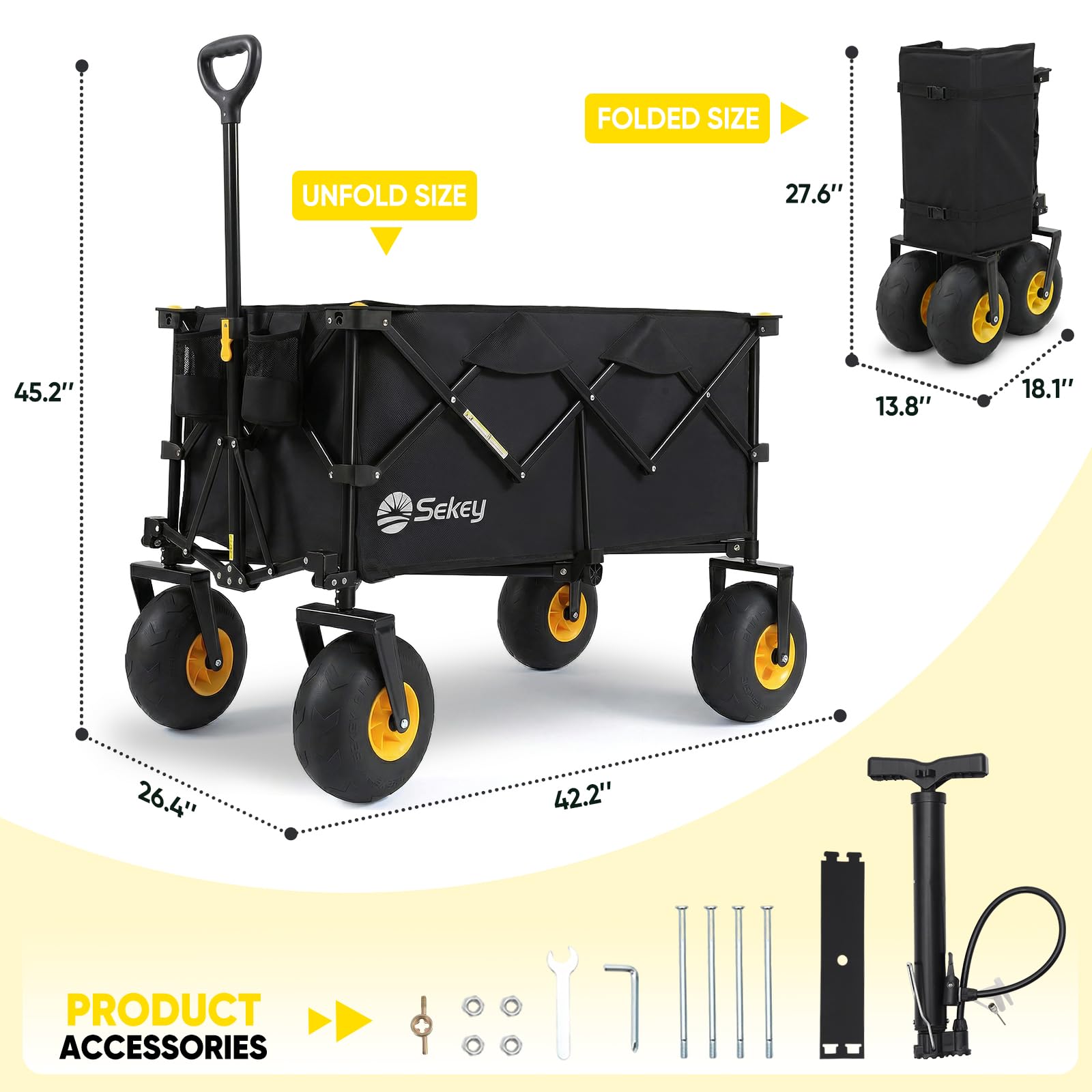 Heavy Duty Beach Wagon with 9" Big Sand