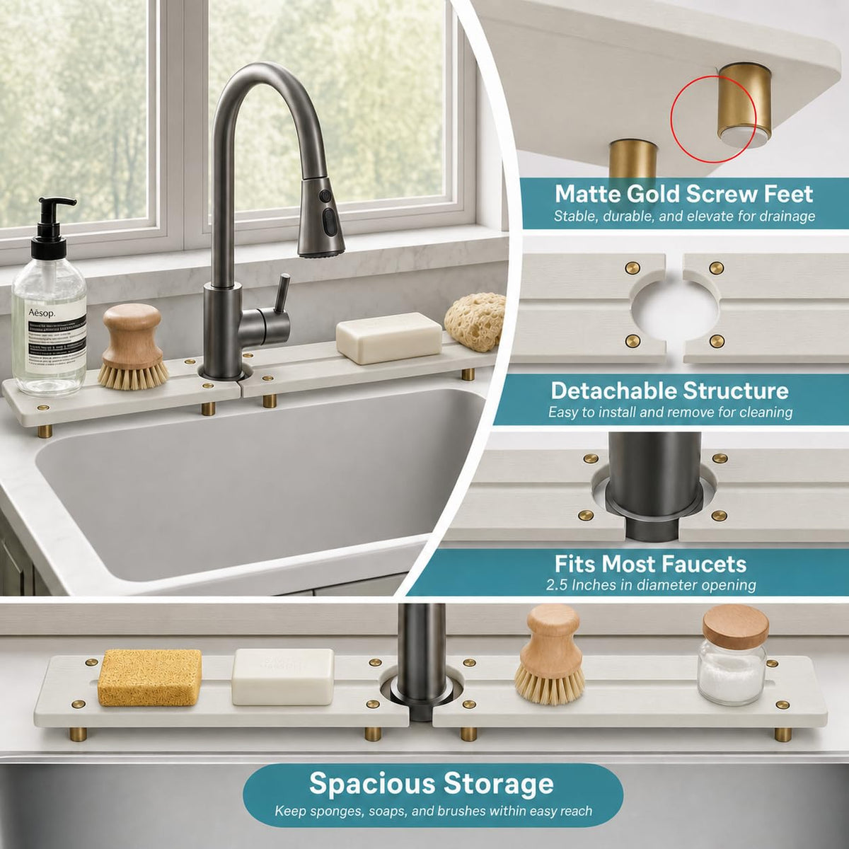 2PCS Stone Faucet Mat for Kitchen Sink (2 Count)