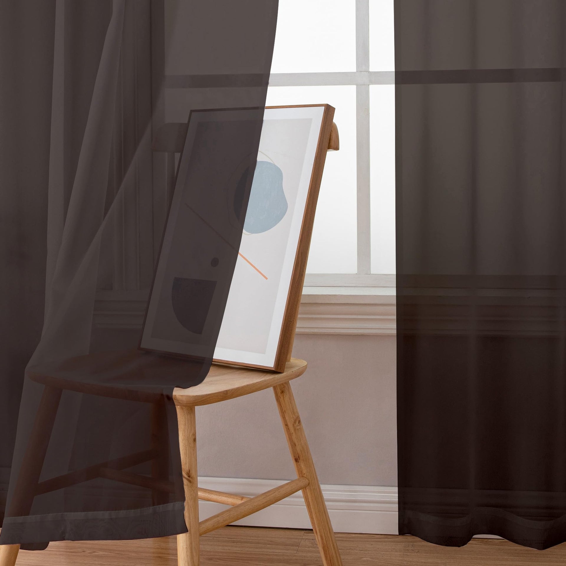 Sheer Chocolate Brown Curtains 90 inches Long 2 Panels (2 Count)