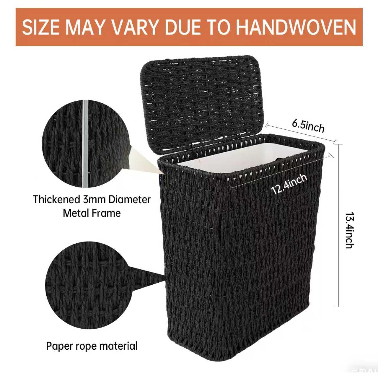 3 Gallon Paper Rope Bathroom Trash Can