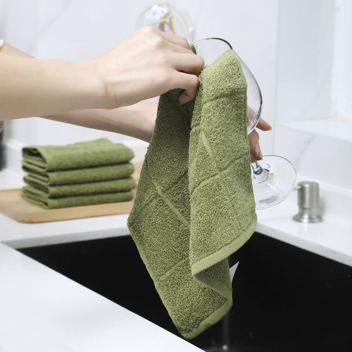 Kitchen Dish Cloths Highly Absorbent Dish Rags 100% Cotton Wash Cloths for Washing Dishes (24 Count) - ModHome Supplies