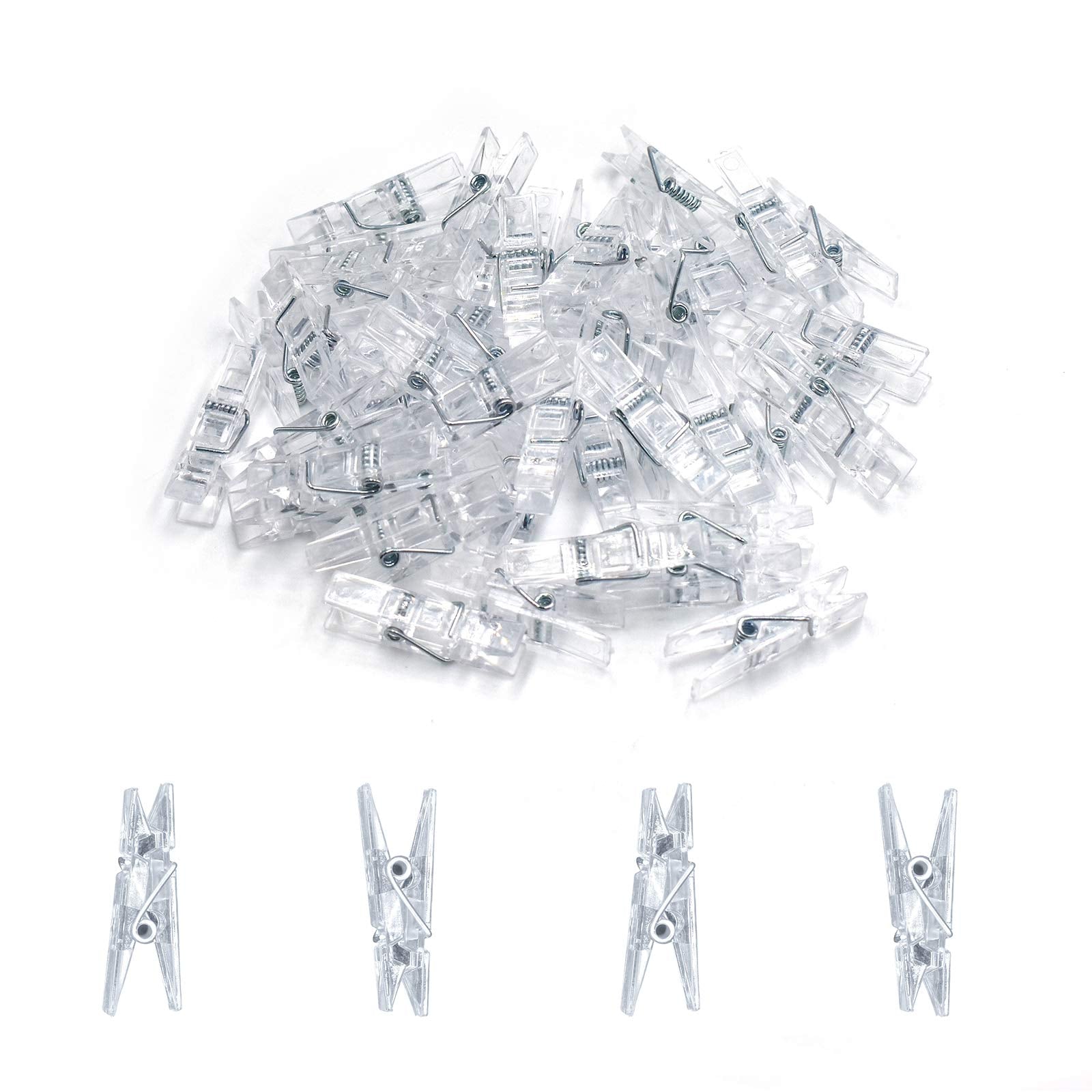 128 Pieces Mini Transparent Plastic Clear Clips (128 Count)