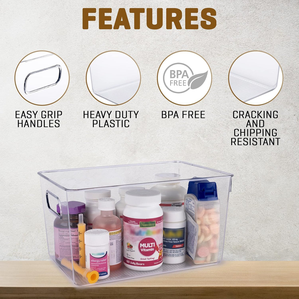 Clear Plastic Storage Bins with Lids (4 Count)