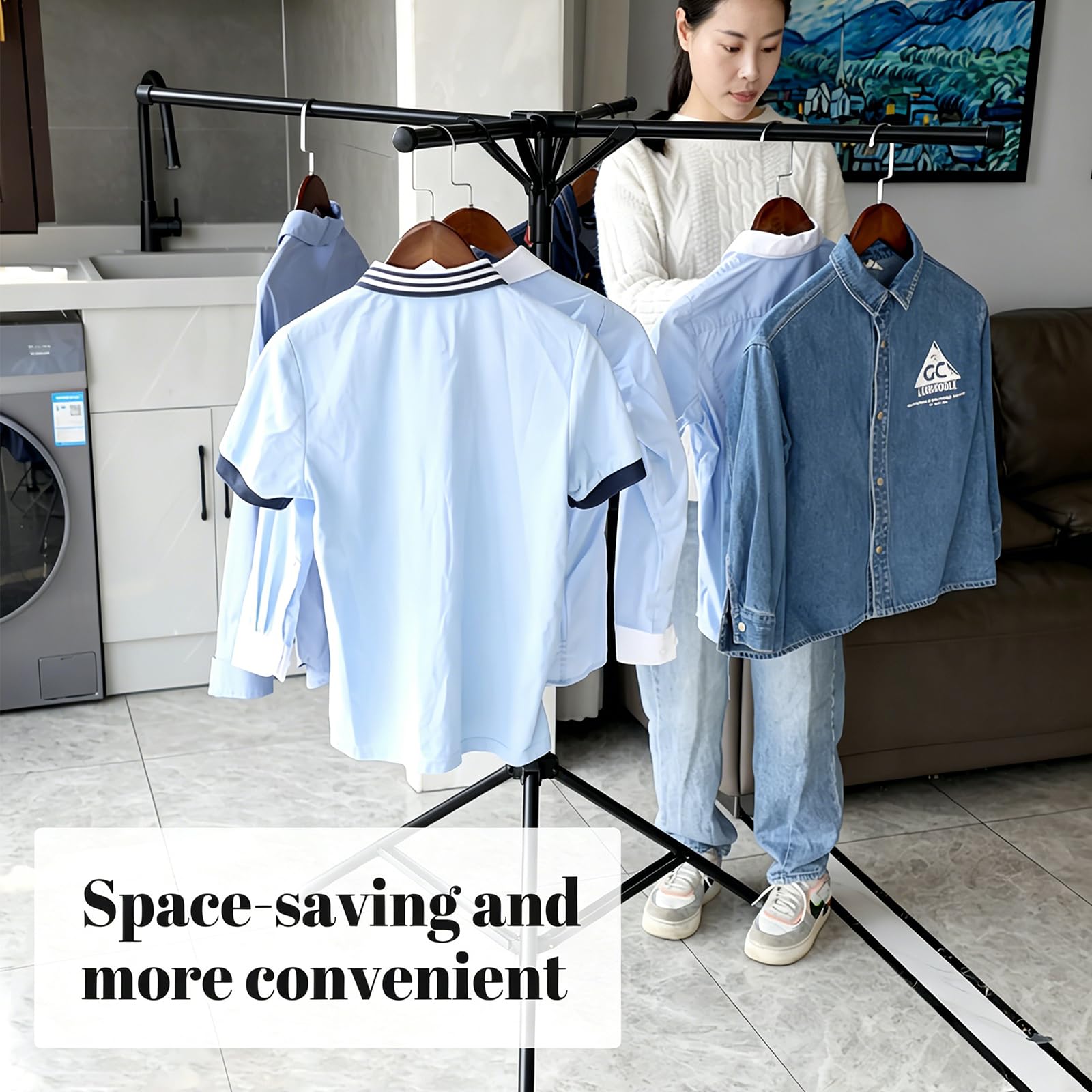 Black Clothes Drying Rack Tripod