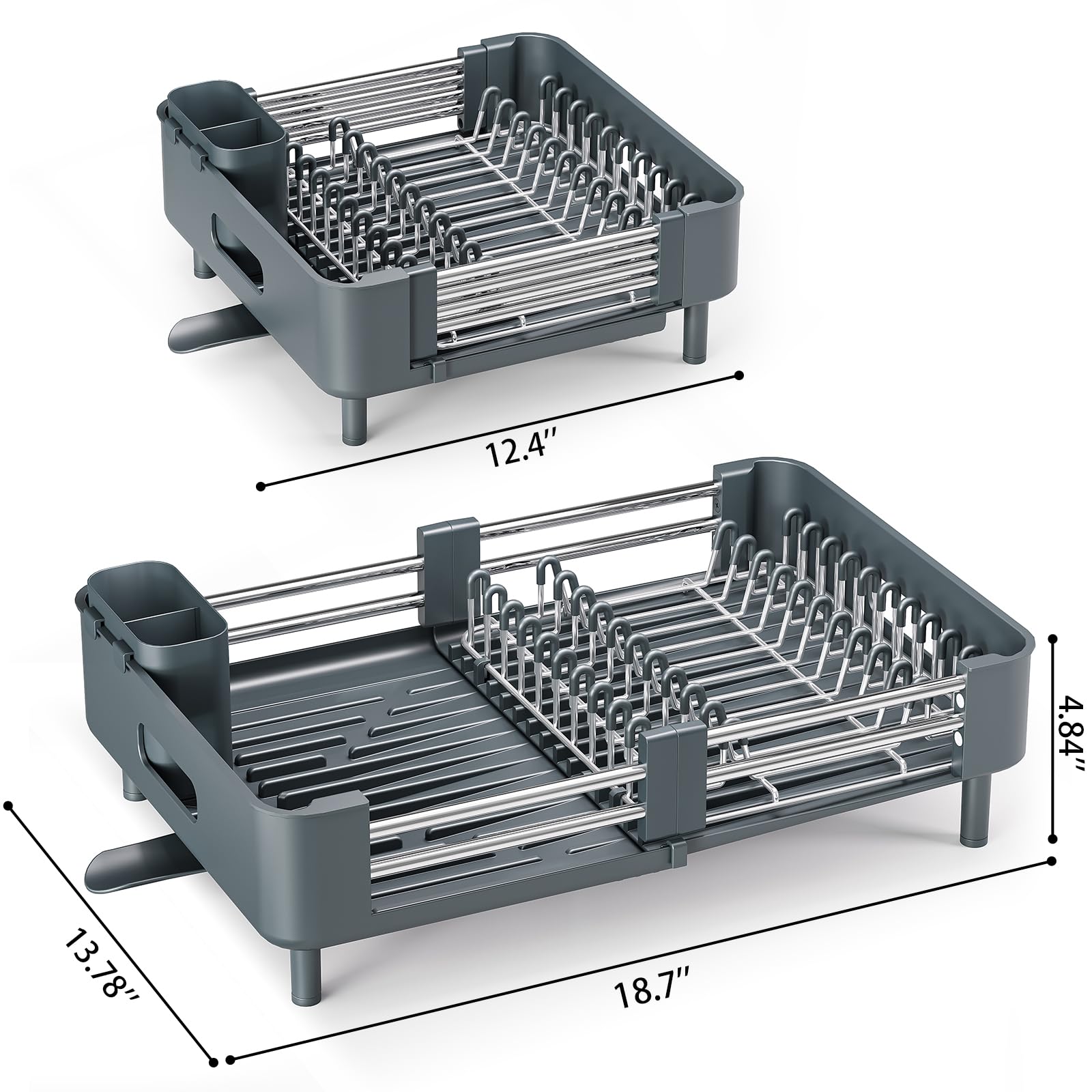 Extendable Stainless Dish Drying Rack for Kitchen Counter