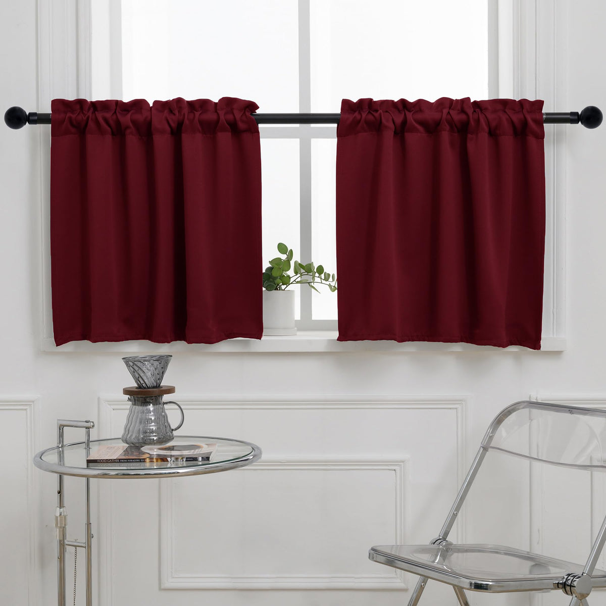 Blackout Kitchen Curtain 24 Inches Long (2 Count)