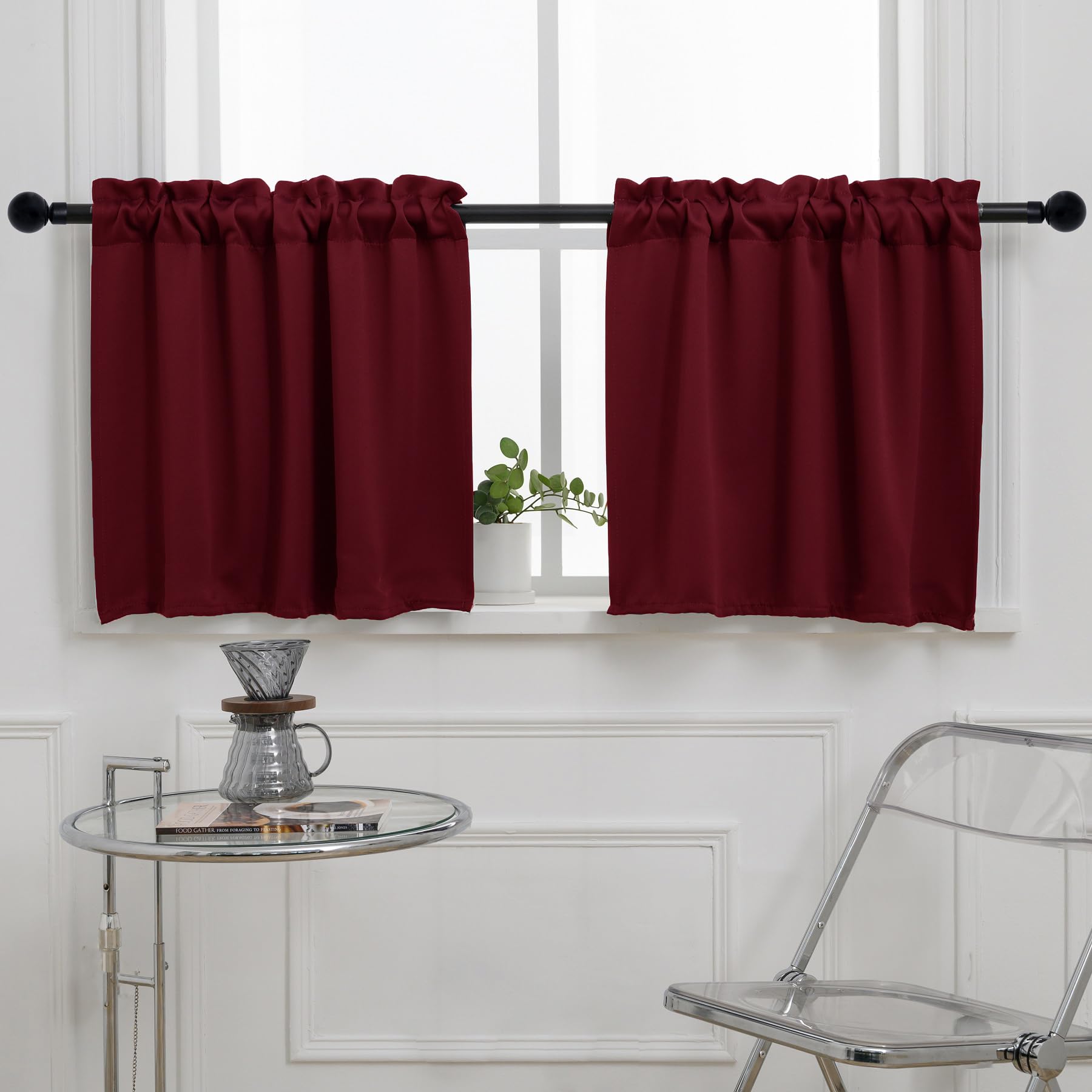 Blackout Kitchen Curtain 24 Inches Long (2 Count)