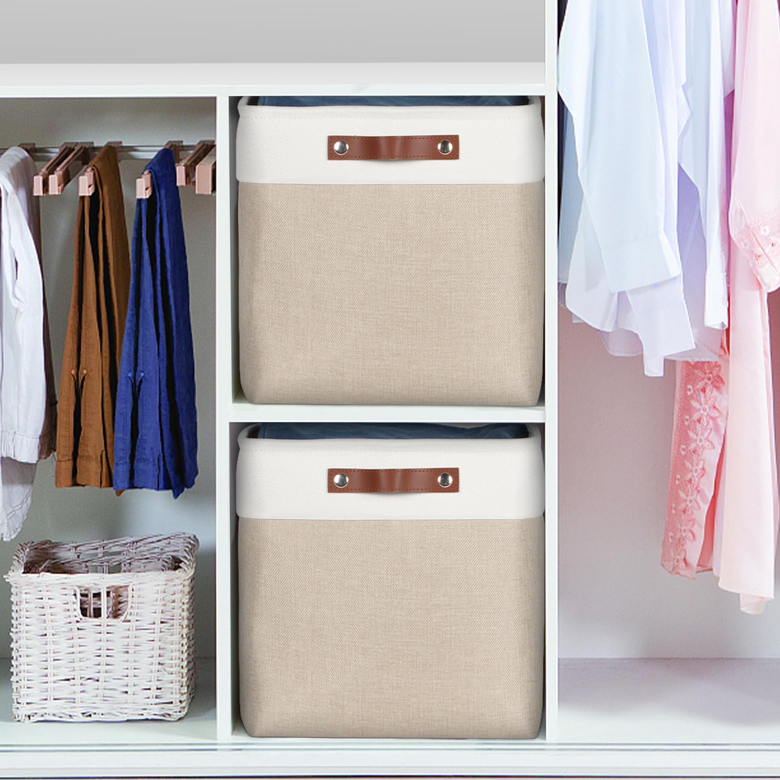 Fabric Cube Storage Baskets for Shelves 13 Inch (4 Count)