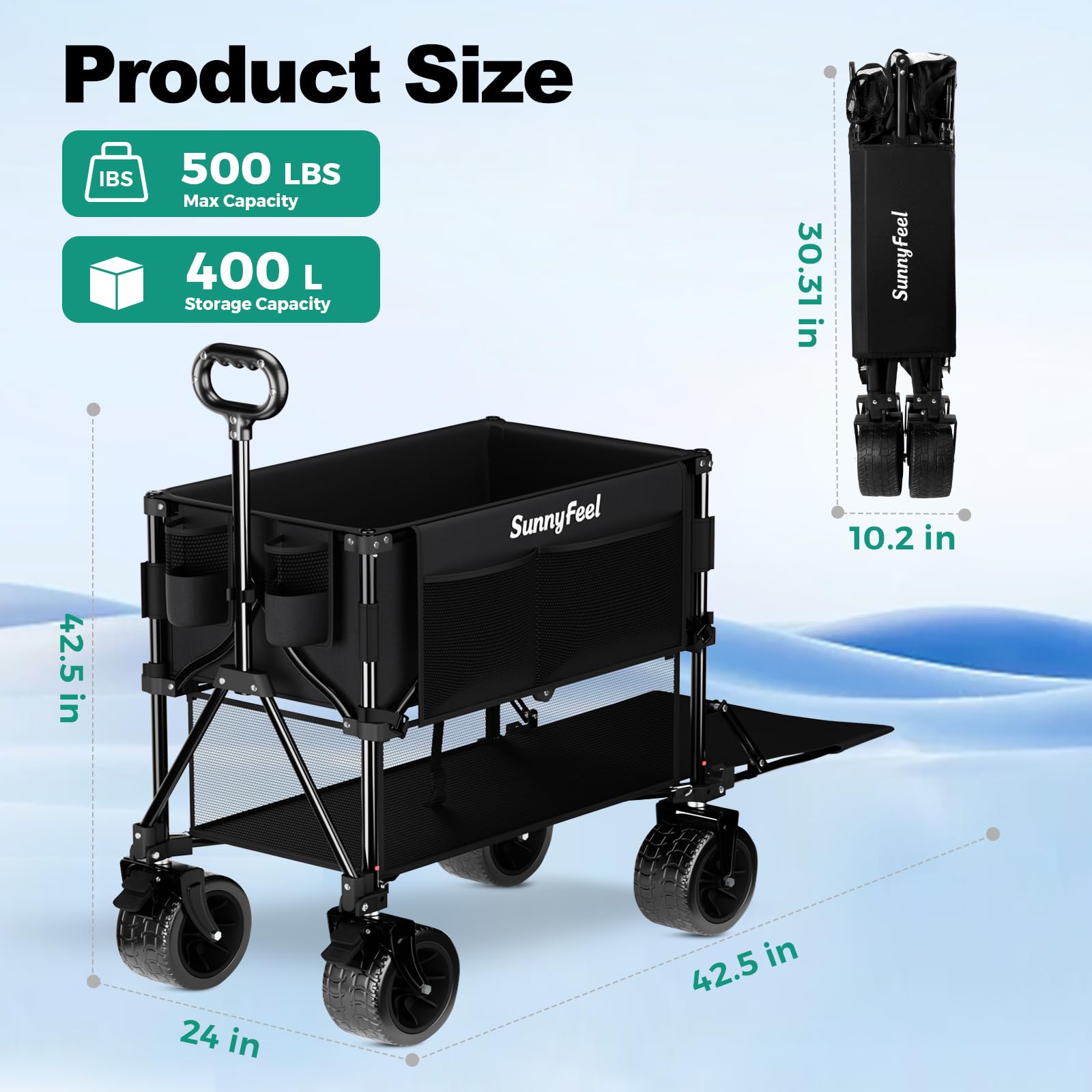 400L Large Capacity Double Decker Wagon