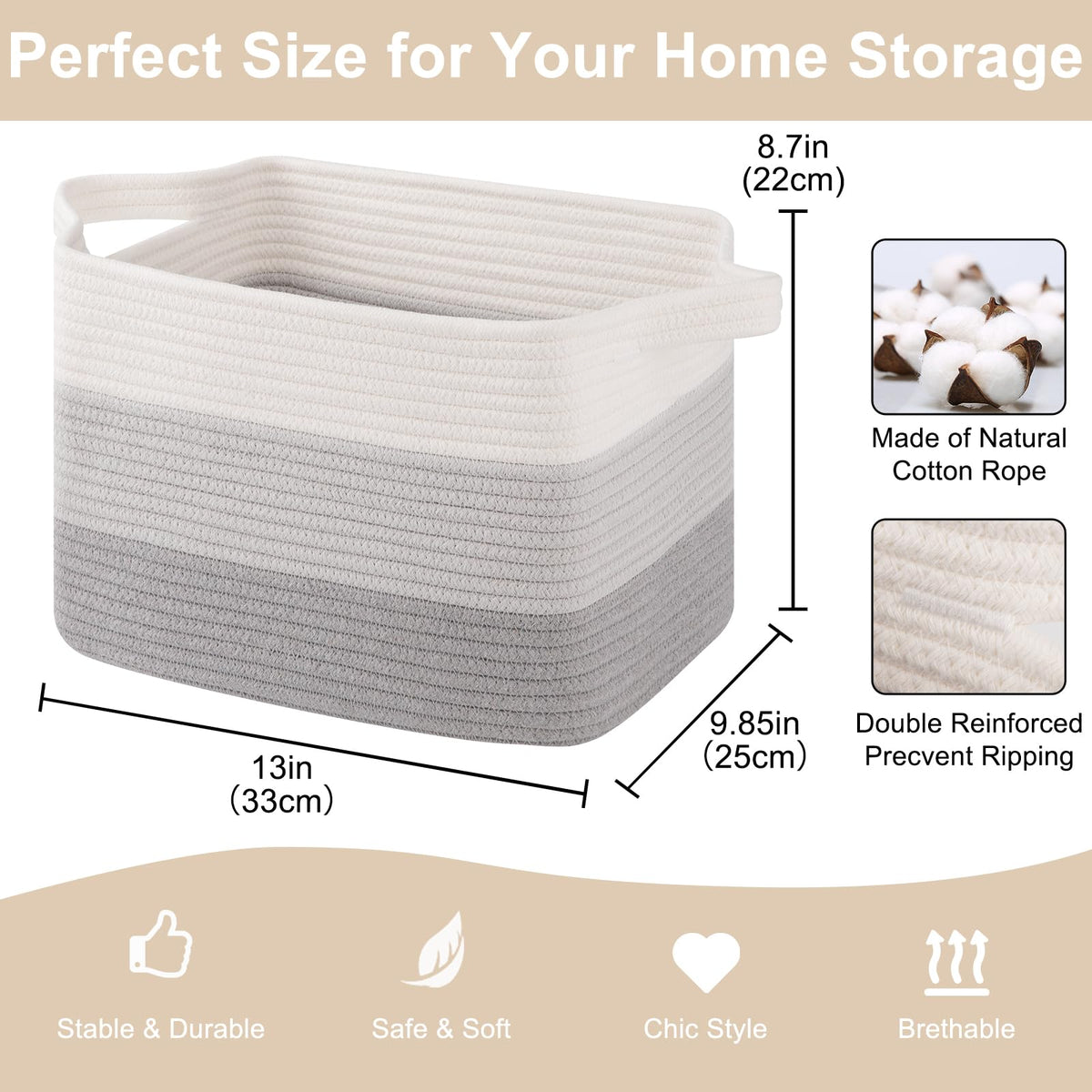 Storage Baskets for Organizing (3 Count)