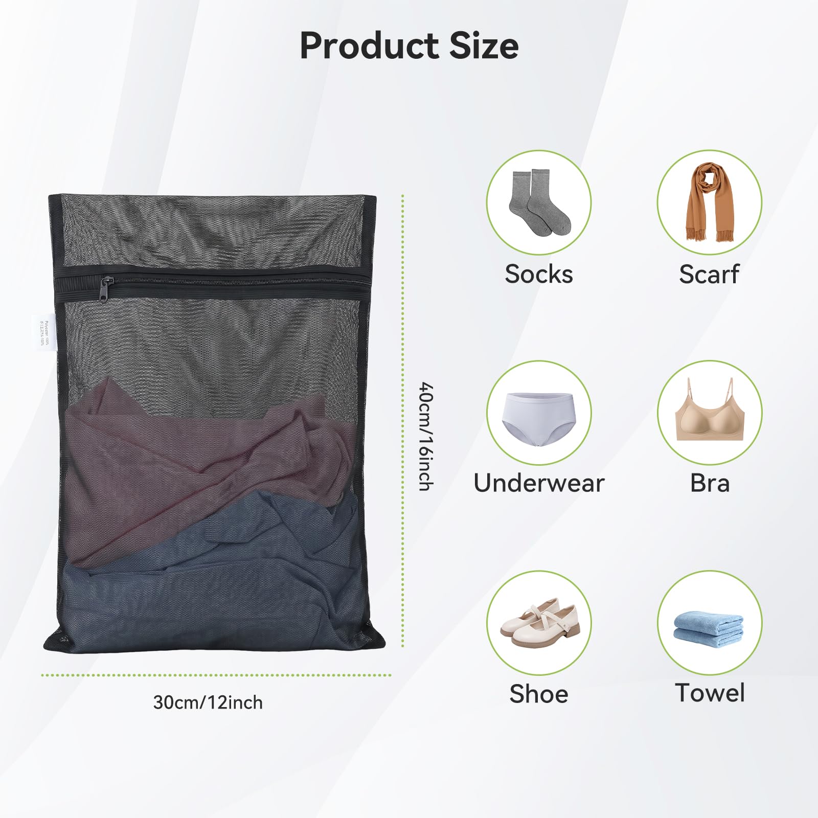 2 Pack Durable Mesh Laundry Bags for Delicates 12x16 Inches (2 Count)