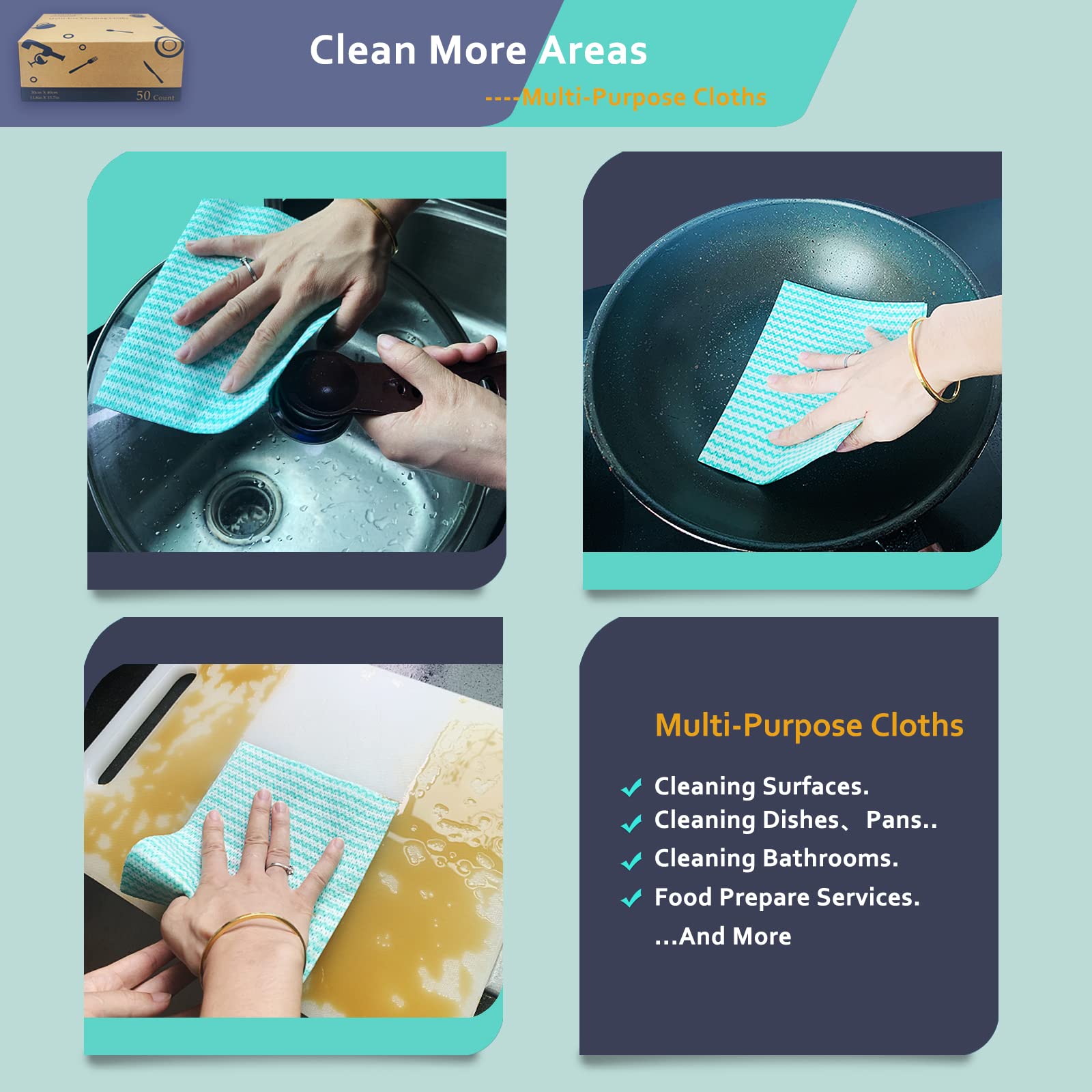Heavy Duty Reusable Cleaning Cloths Multi (100 Count) - ModHome Supplies