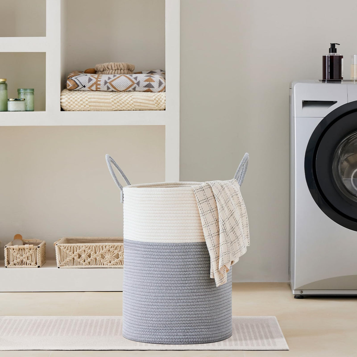 58L Tall Woven Laundry Basket Hamper