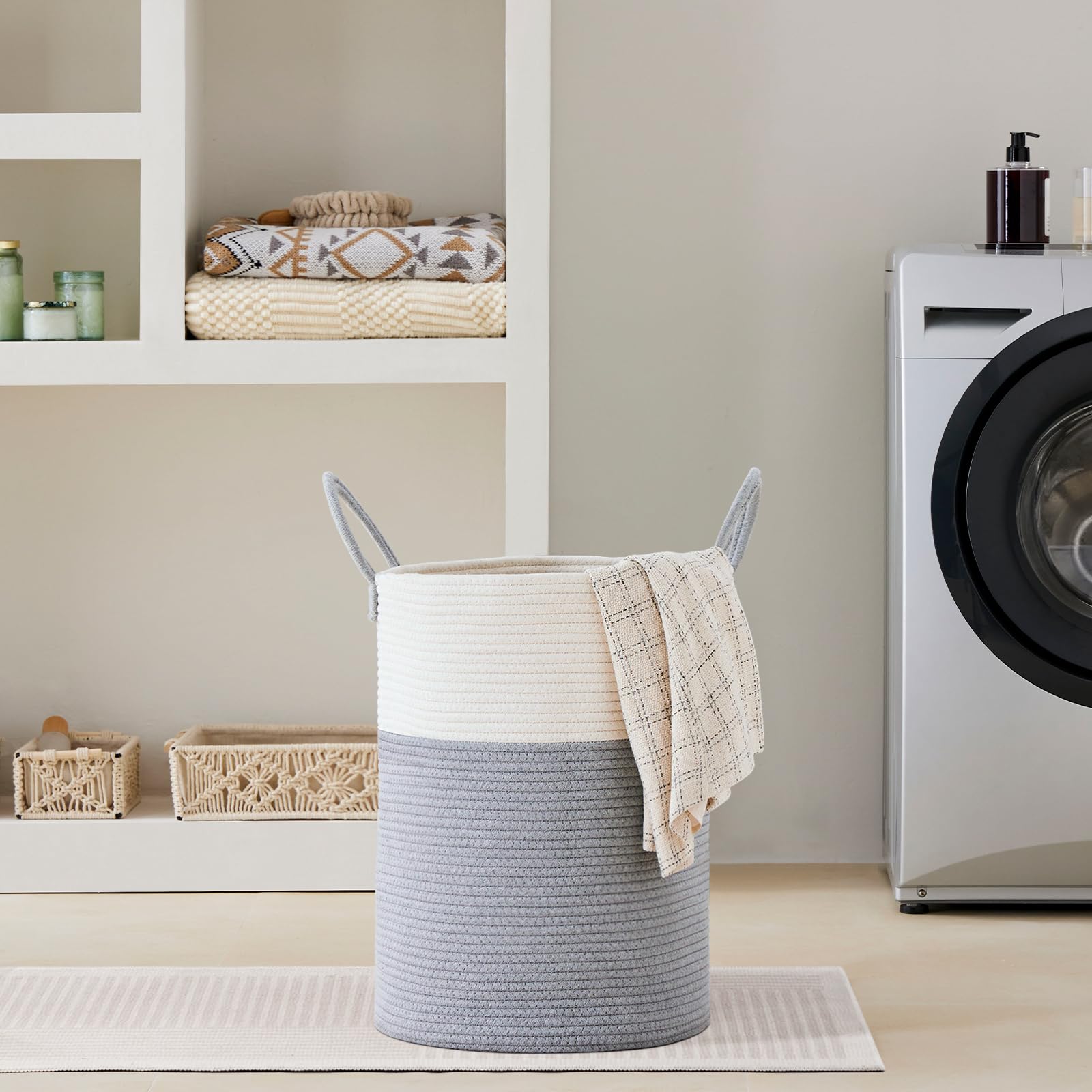 58L Tall Woven Laundry Basket Hamper